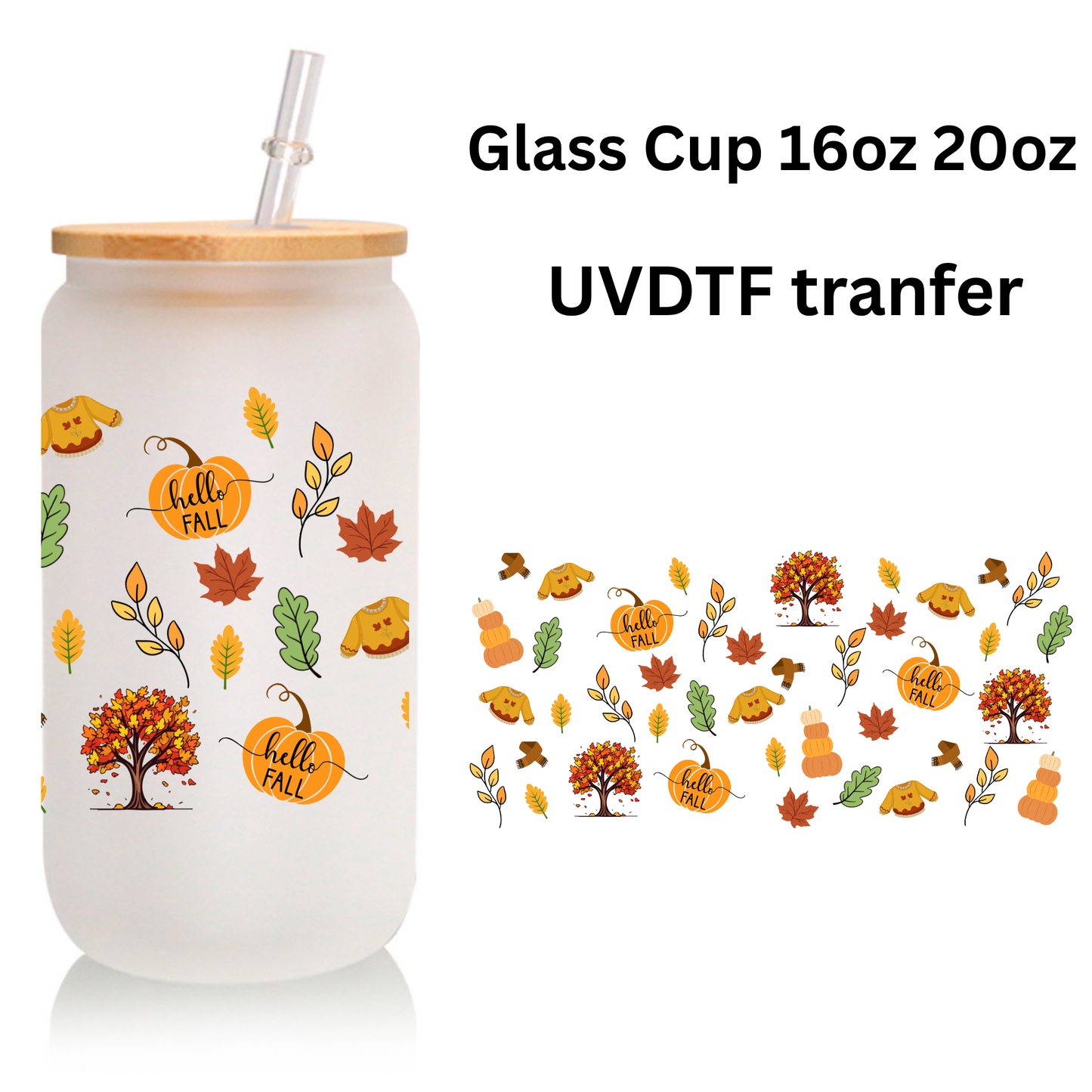 Cute Autumn Forest Glass Cup โ 16oz/20oz โ Fall Aesthetic Drinkware Gift