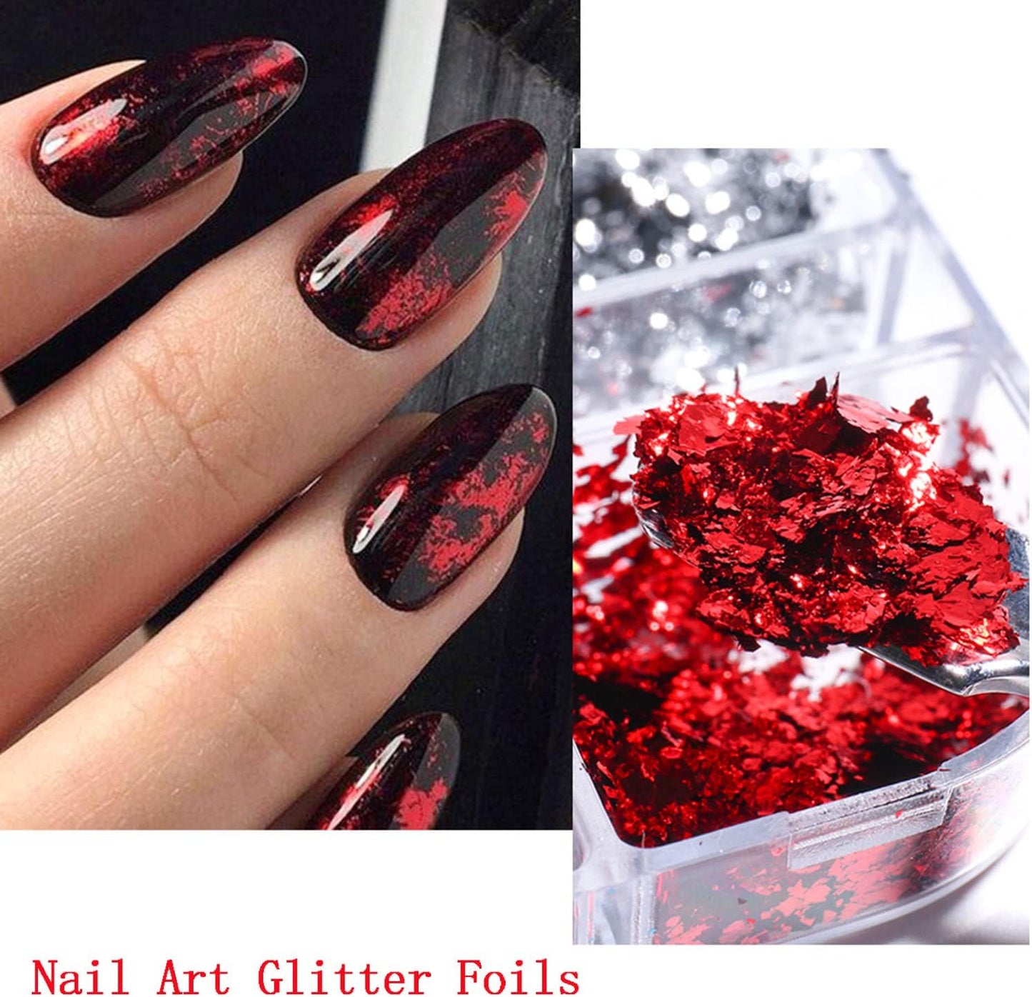 Holographic Nail Glitter Foils, 12 Colors Sparkly Ultra-Thin Foil Nail, Nail design