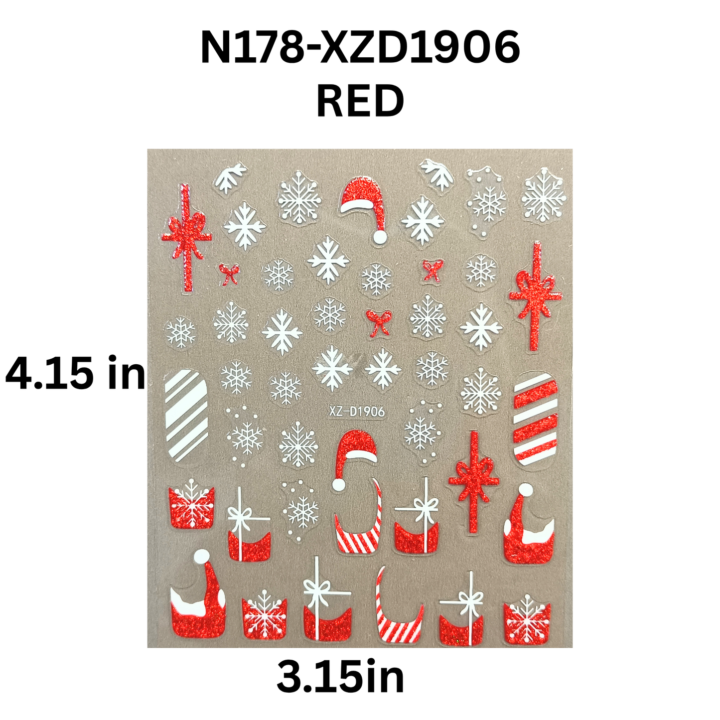 Merry Christmas Nail Stickers – Candy Stripe & Reindeer Design