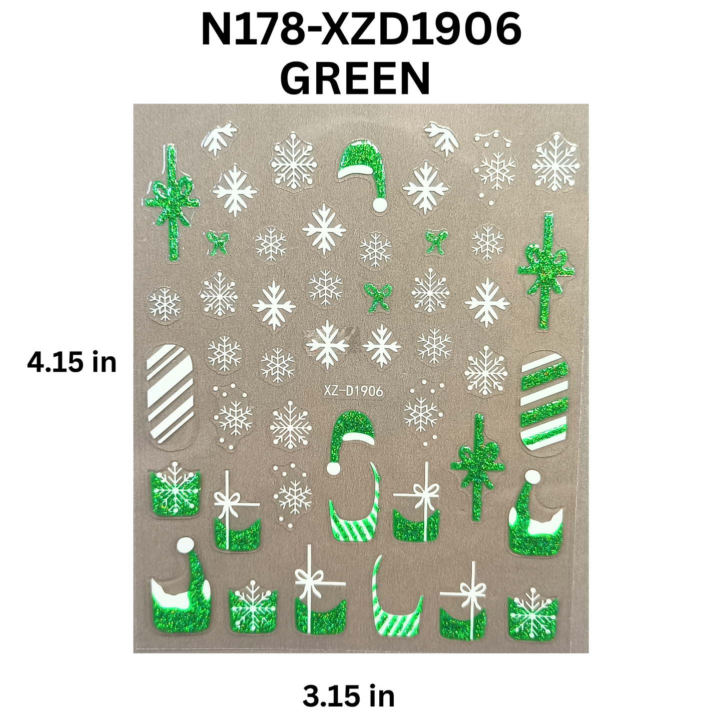 Merry Christmas Nail Stickers – Candy Stripe & Reindeer Design