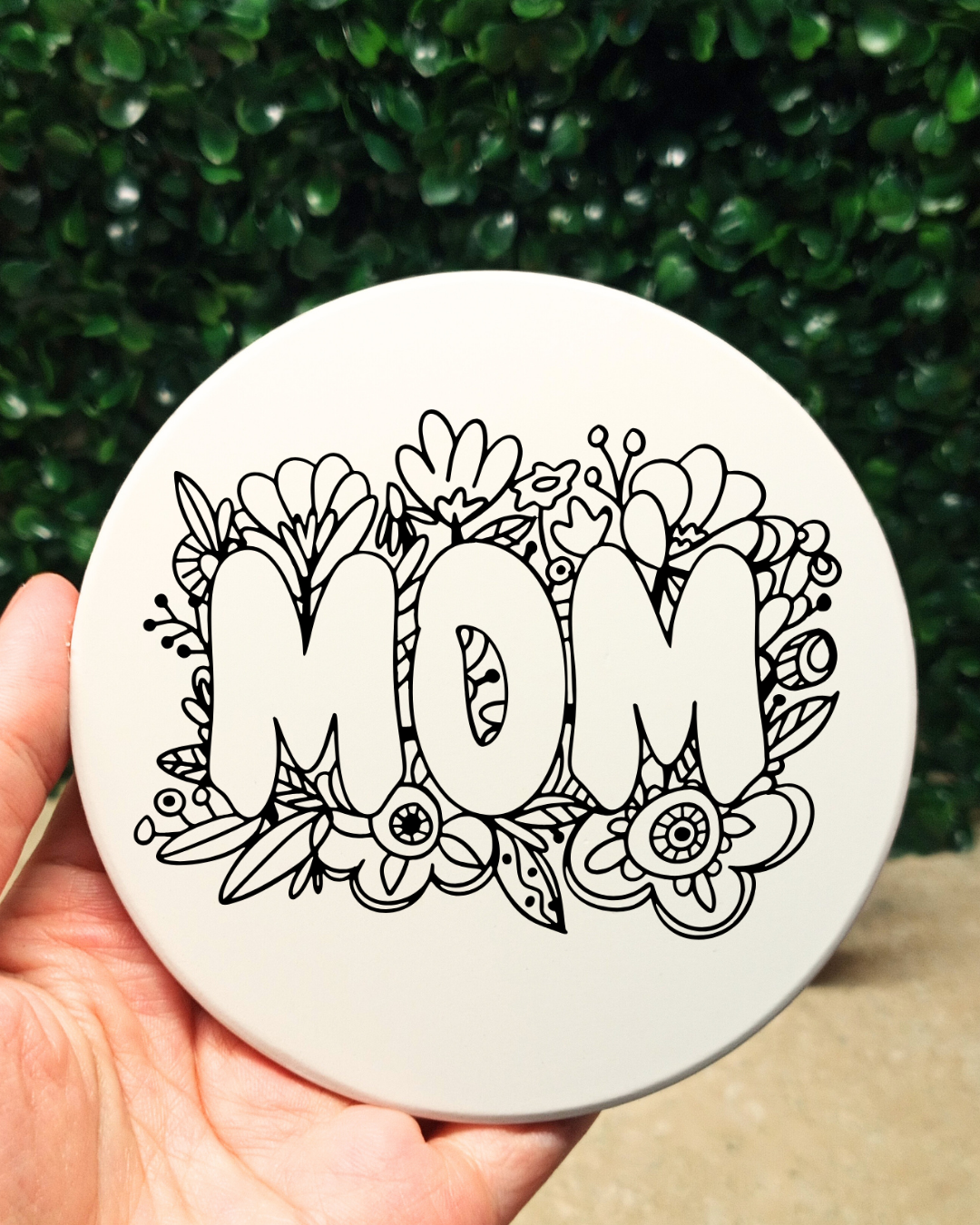 Ceramic Coaster Set of 2 Floral Mom Coaster Gift Idea , Mothers Day Gift