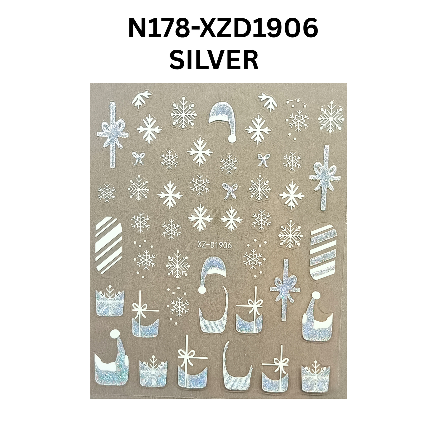 Merry Christmas Nail Stickers – Candy Stripe & Reindeer Design
