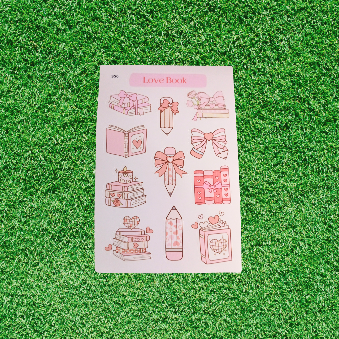 Love Book Handmade Vinyl Sticker Sheets (Glossy or Matte)
