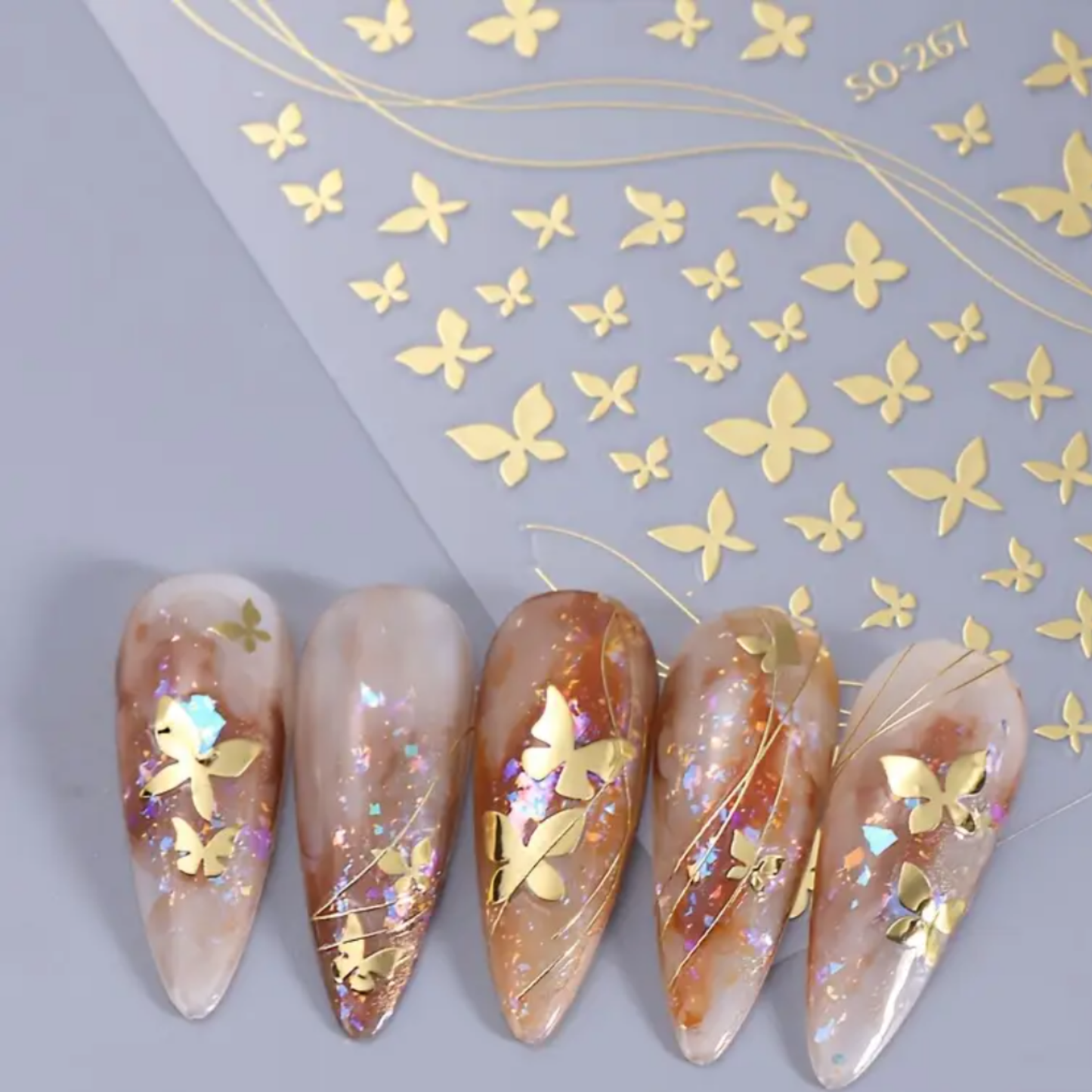 3D Butterfly Nail Stickers ā Self-Adhesive Nail Art Decals for Manicure & DIY Nail Design ā Multi-Color Butterfly Nail Stickers