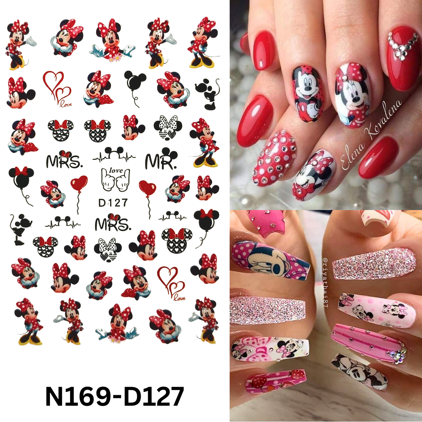 Mickey & Minnie Love Nail Stickers – Cute 3D Cartoon Nail Art Designs