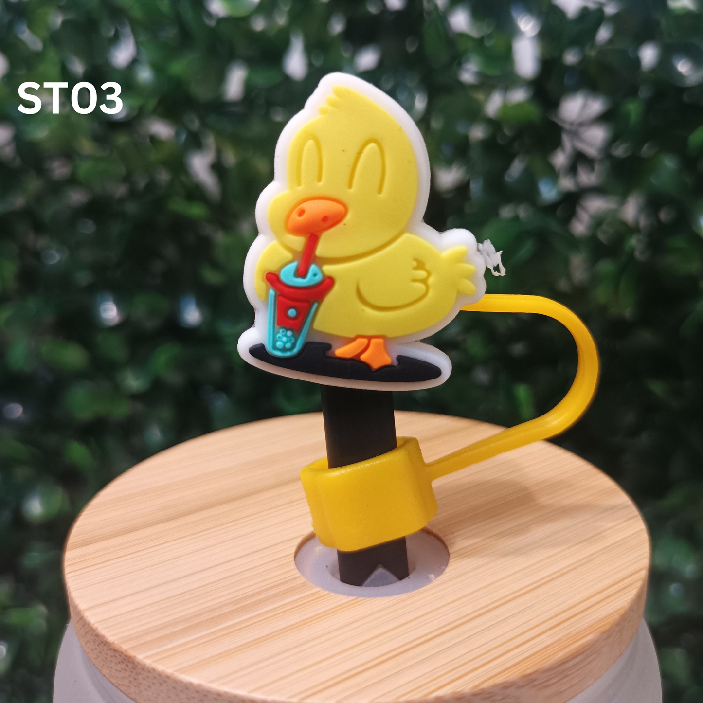 Cartoon Duck Silicone Straw Covers 10mm Reusable Drink Toppers for 30oz & 40oz Tumblers