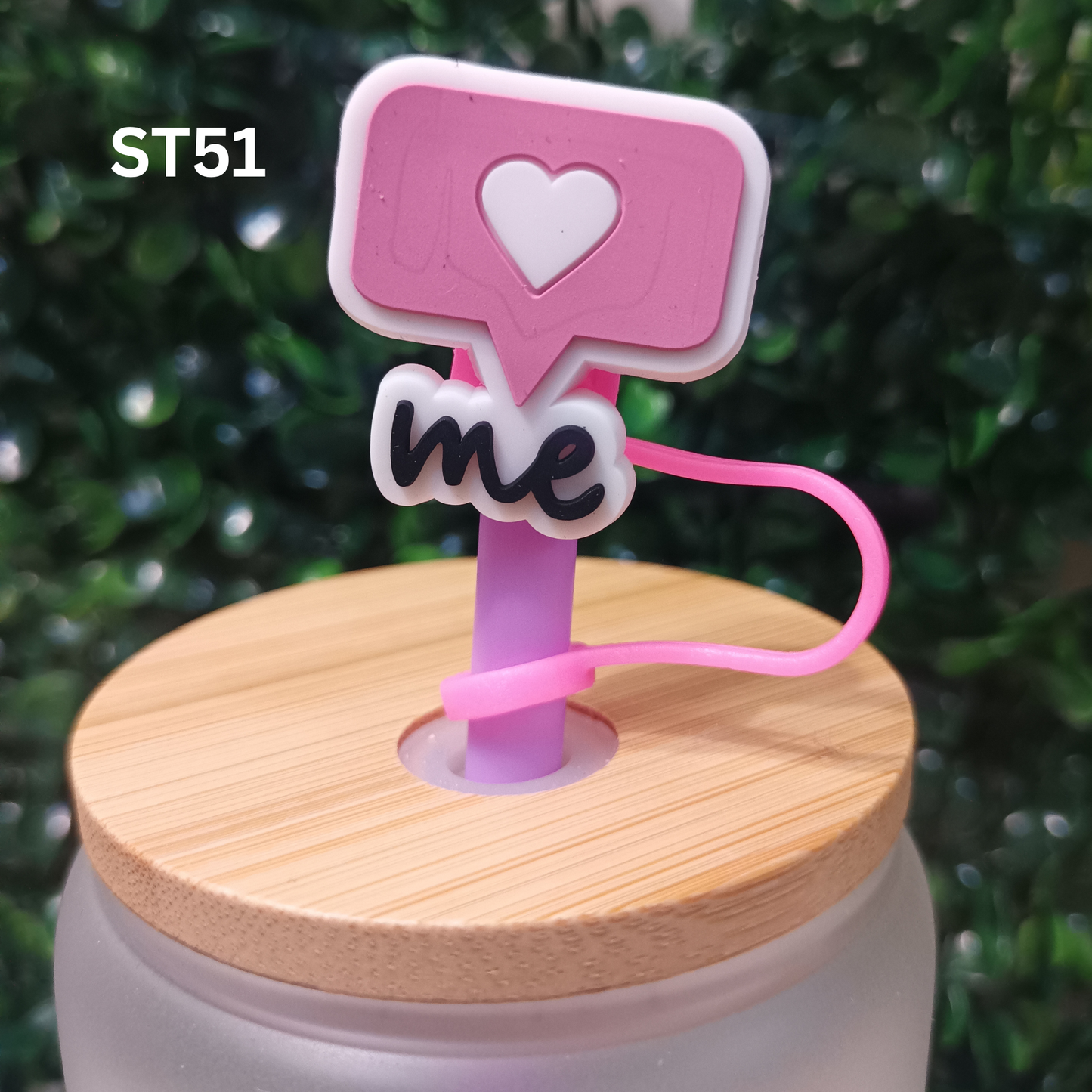 PINK LOVE ME Straw Topper 8mm & 10mm – Cute Self Love Drink Accessory