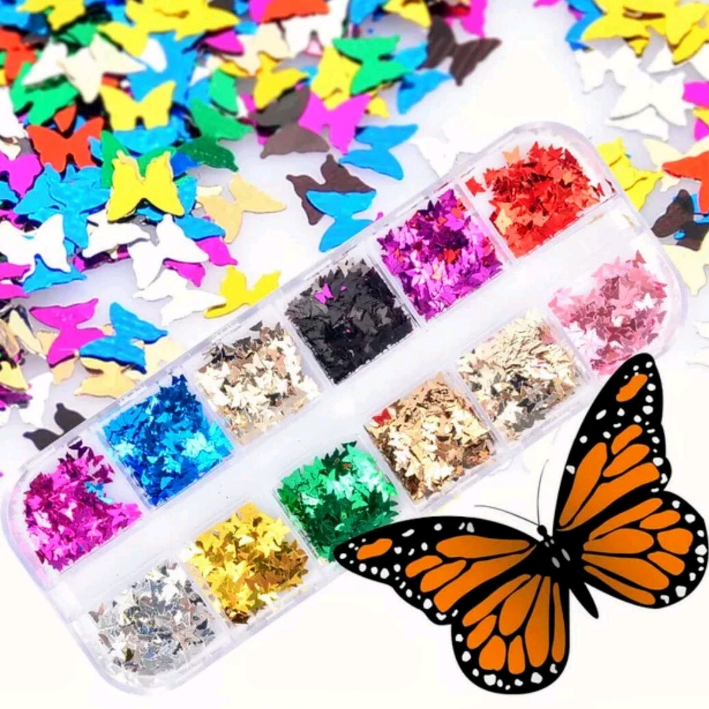 12 Color set 3D STAR Nail Glitter Sequins, Nail Art design, nail Flakes