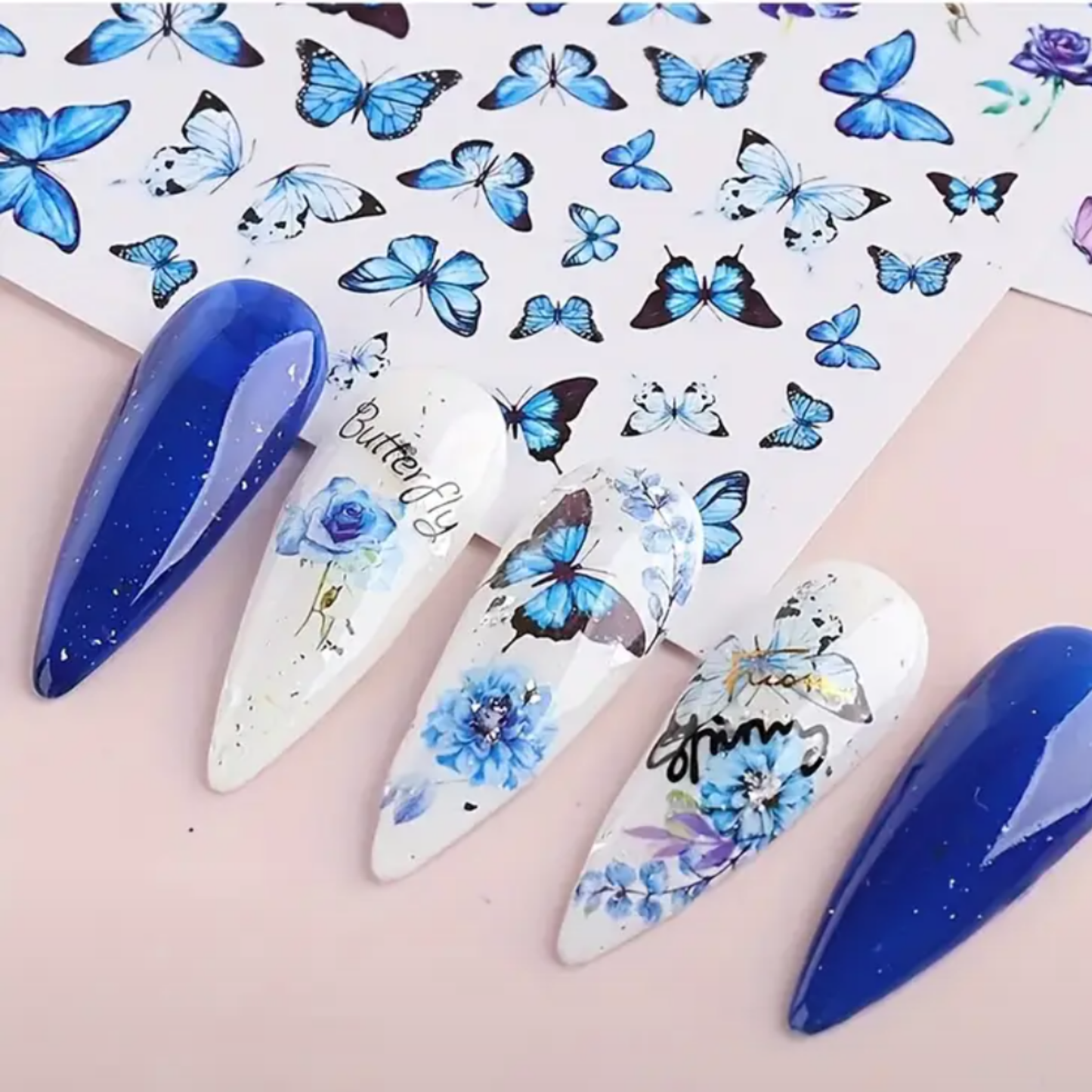 3D Butterfly & Floral Nail Art Stickers - Self-Adhesive, Sparkling Spring,Summer Decals for Manicure, Nail Stickers