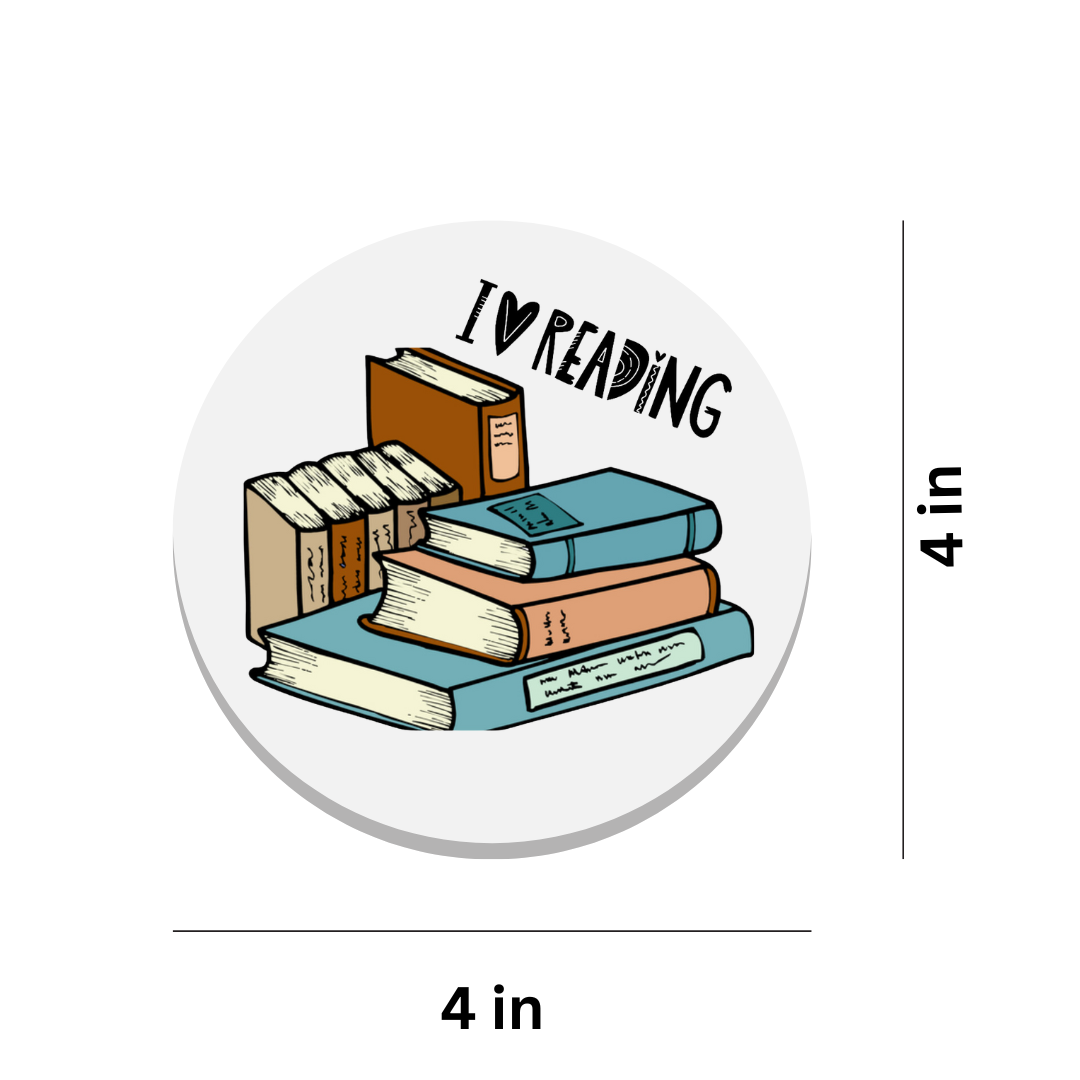 Set of 2 Ceramic Coaster Set Never Stop Reading & I Love Reading – Gift for Readers & Coffee Lovers