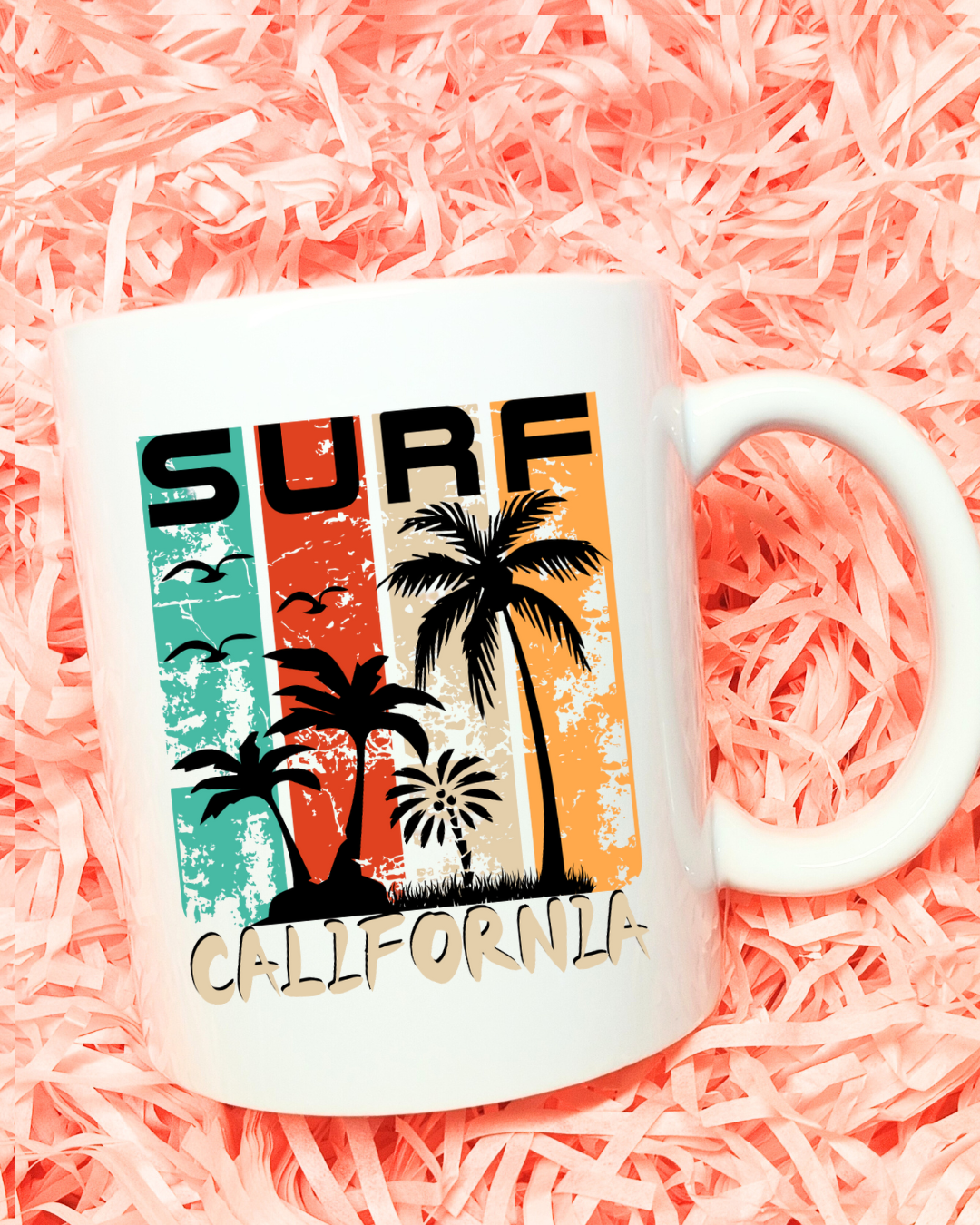Cozy Mug Combo Surf California Ceramic Mug and Coaster Set