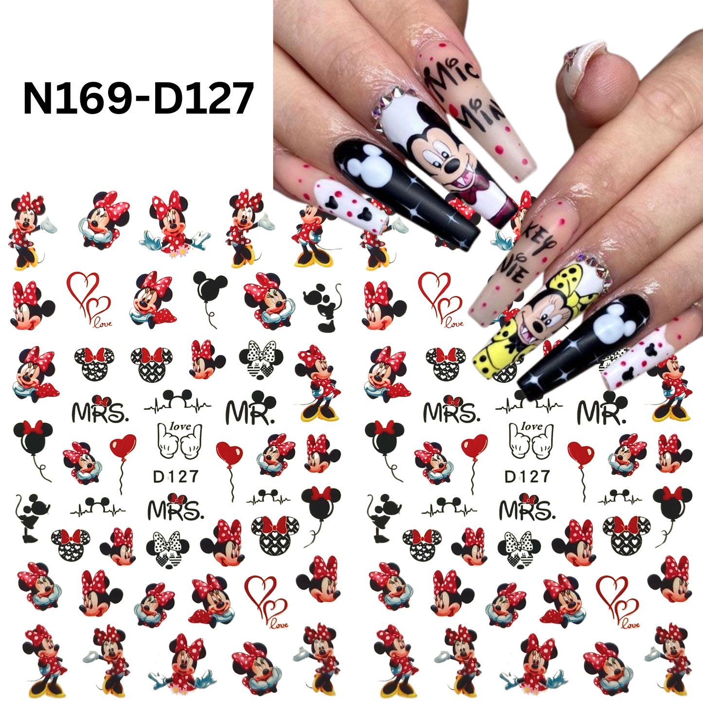 Mickey & Minnie Love Nail Stickers – Cute 3D Cartoon Nail Art Designs