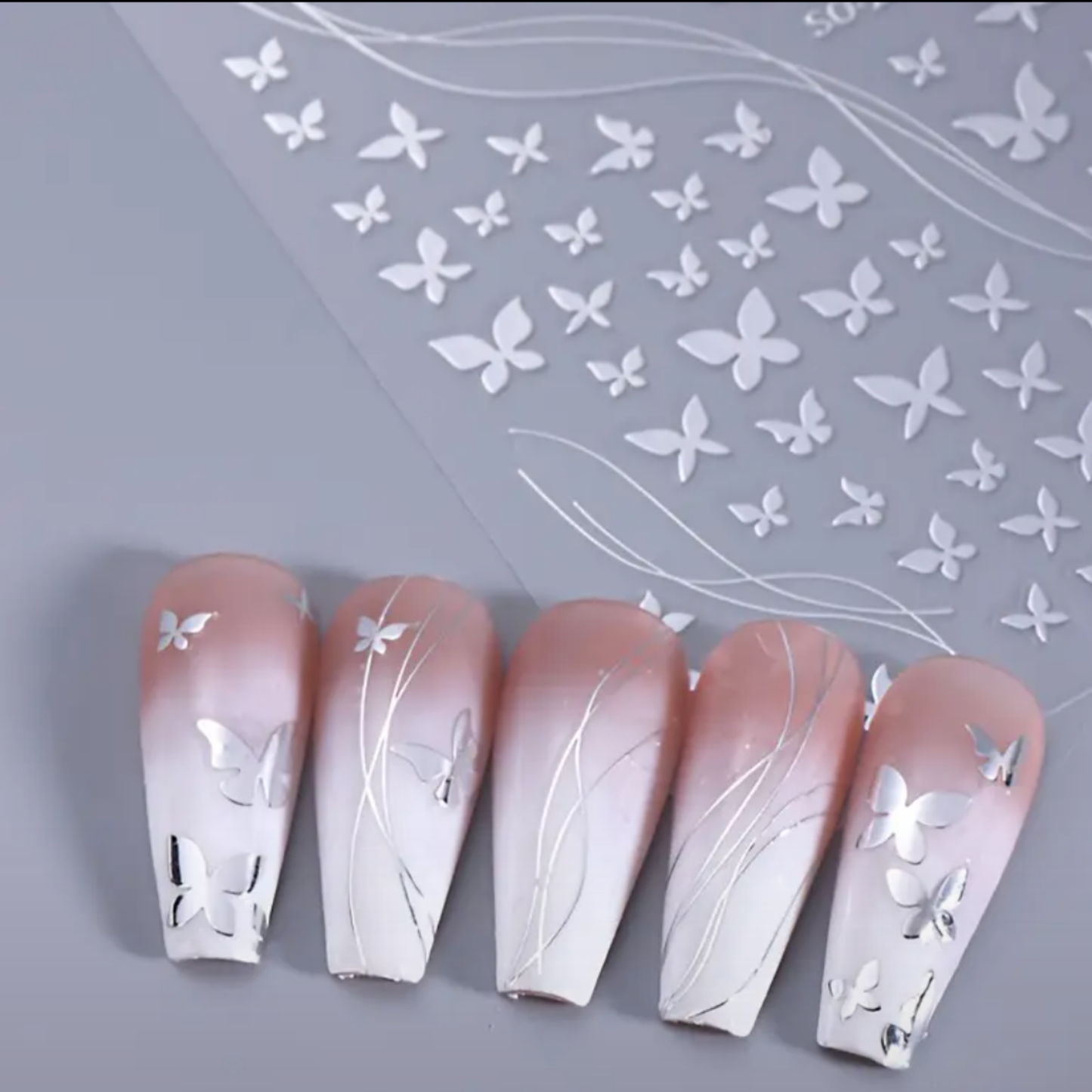 3D Butterfly Nail Stickers ā Self-Adhesive Nail Art Decals for Manicure & DIY Nail Design ā Multi-Color Butterfly Nail Stickers