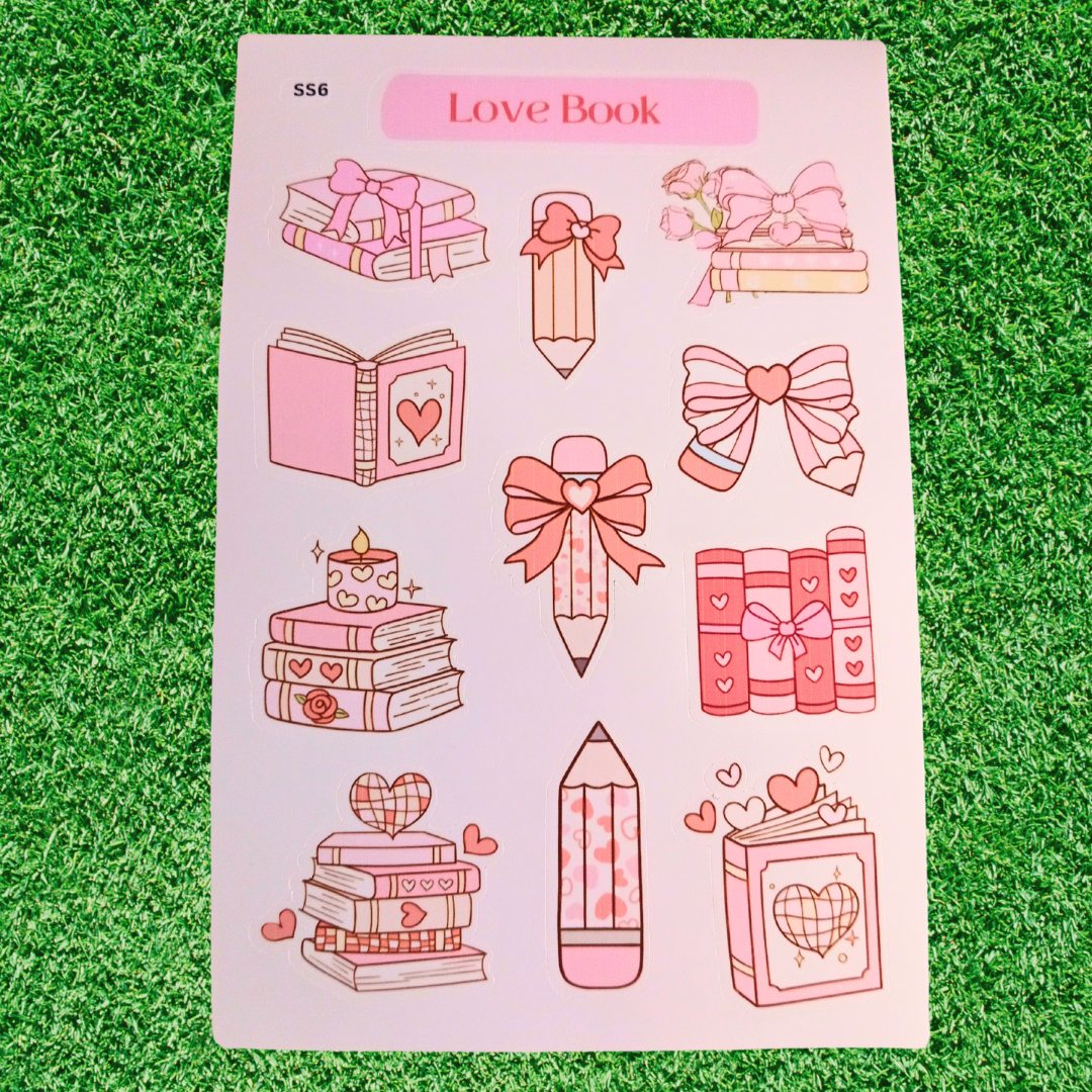 Love Book Handmade Vinyl Sticker Sheets (Glossy or Matte)