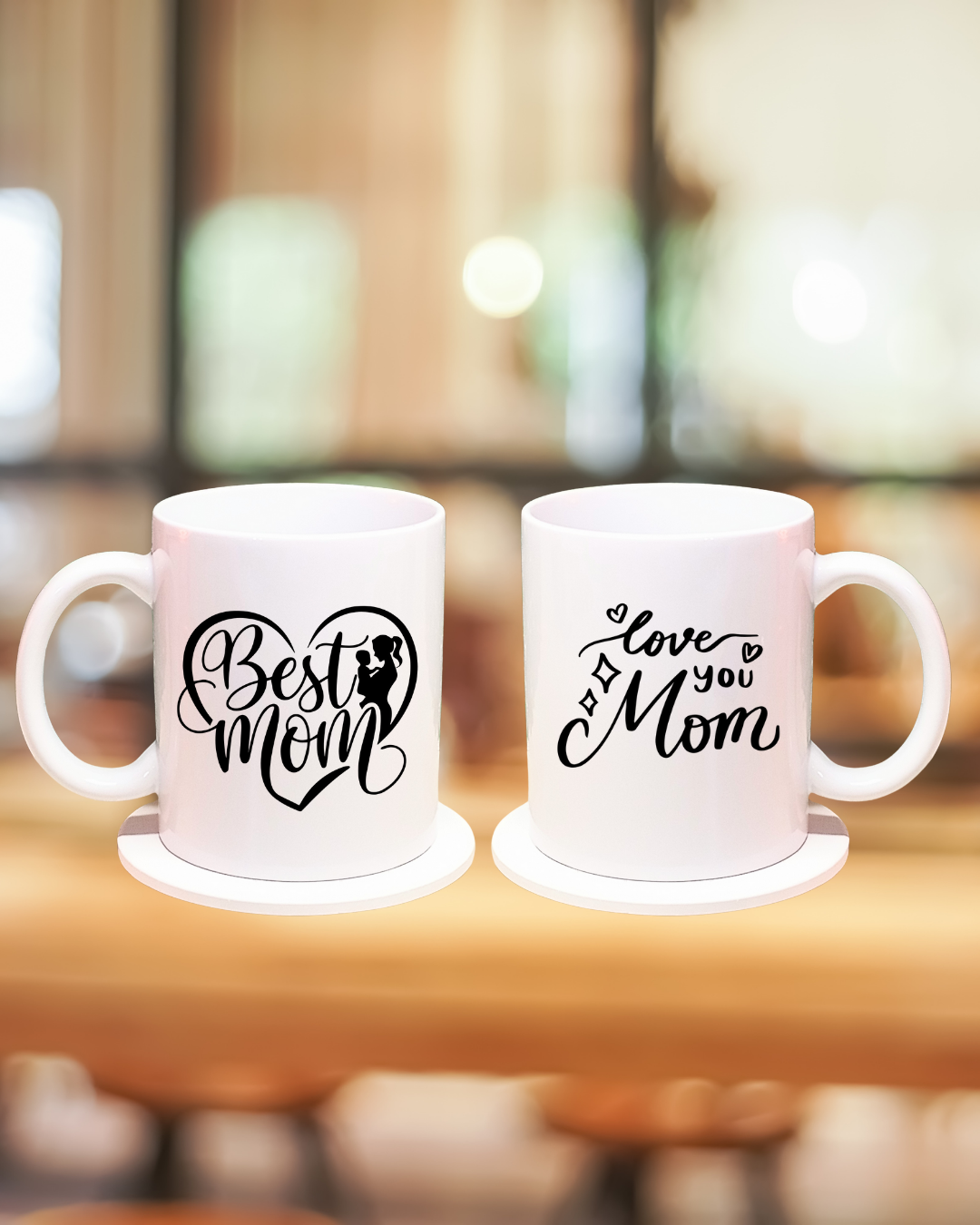 Best Mom Ceramic Mug Gift Set 12oz Coffee Mug with Matching 4 Inch Coaster Mothers Day Gift for Mom