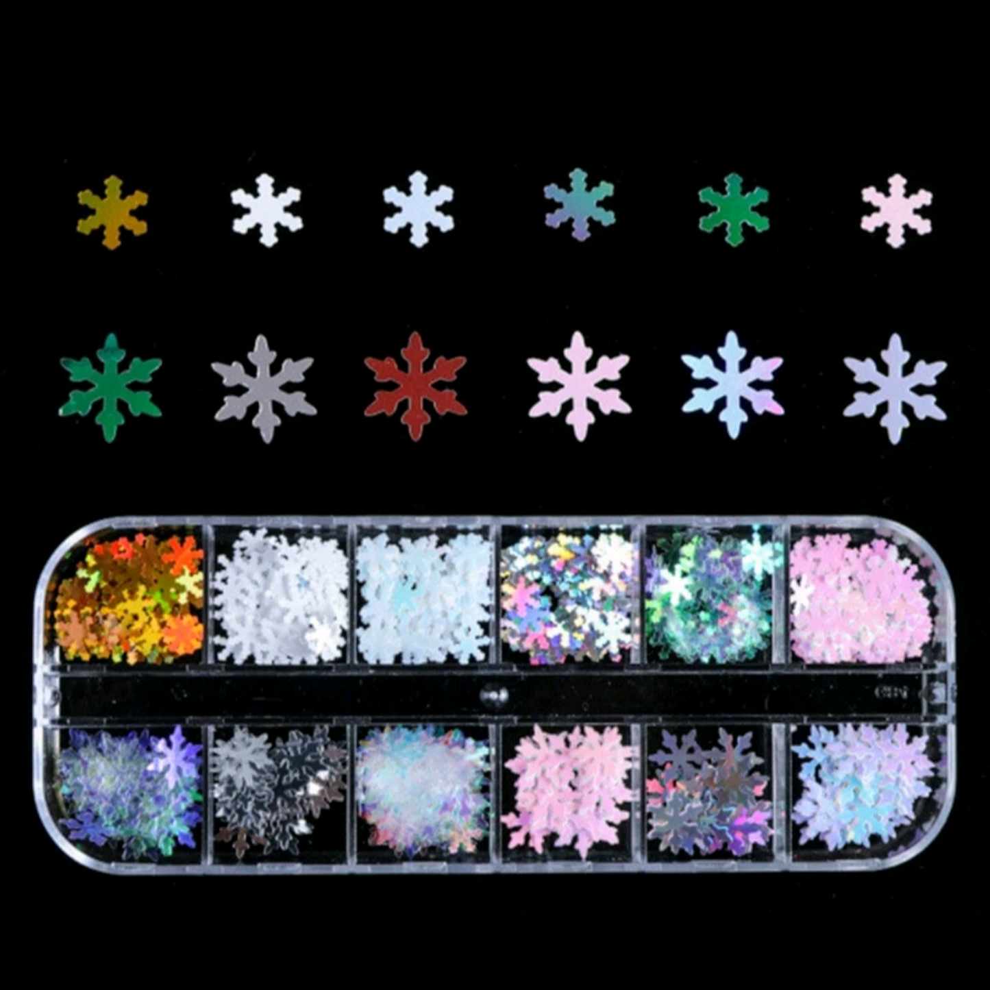 Nail 3D DESIGN Snowflake Holographic multi color set 12 color