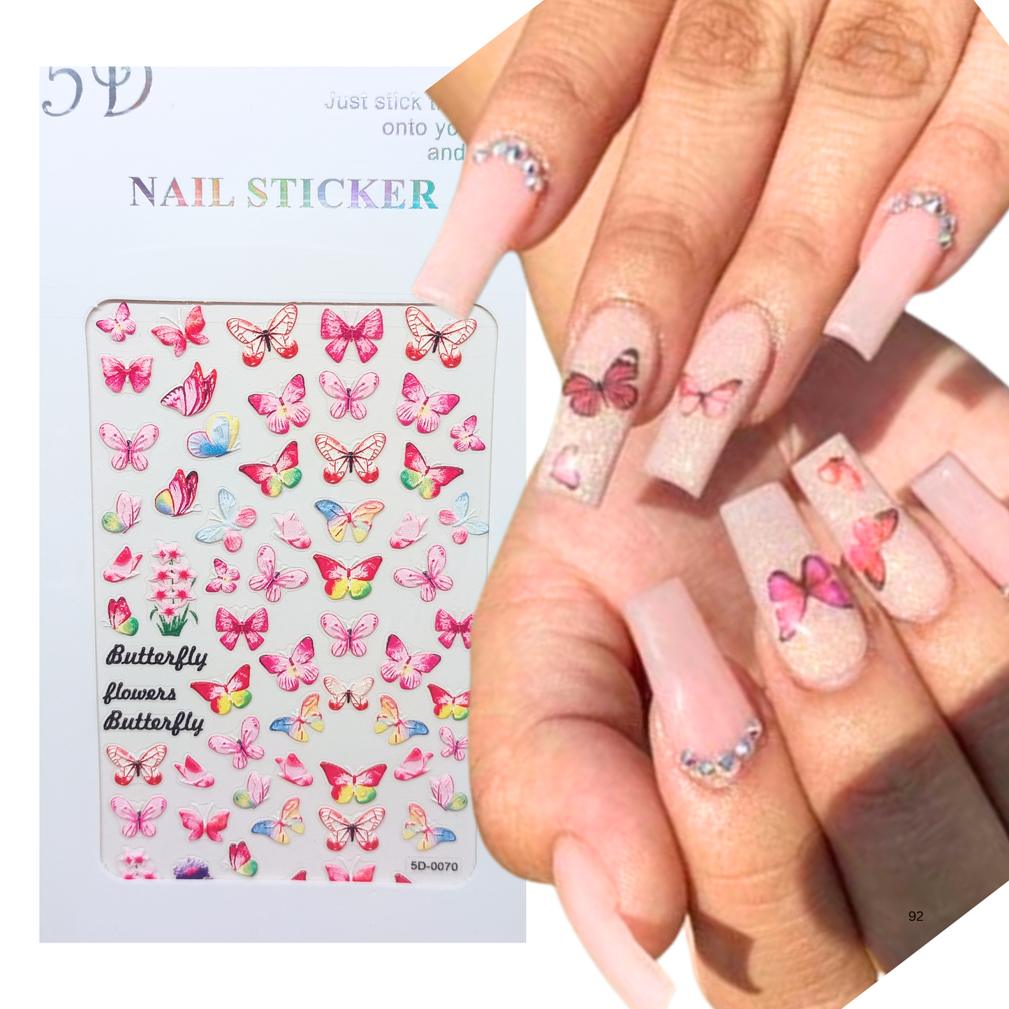 5D Butterfly Nail Art Stickers ā Embossed Butterfly Nail Decals for DIY Manicure
