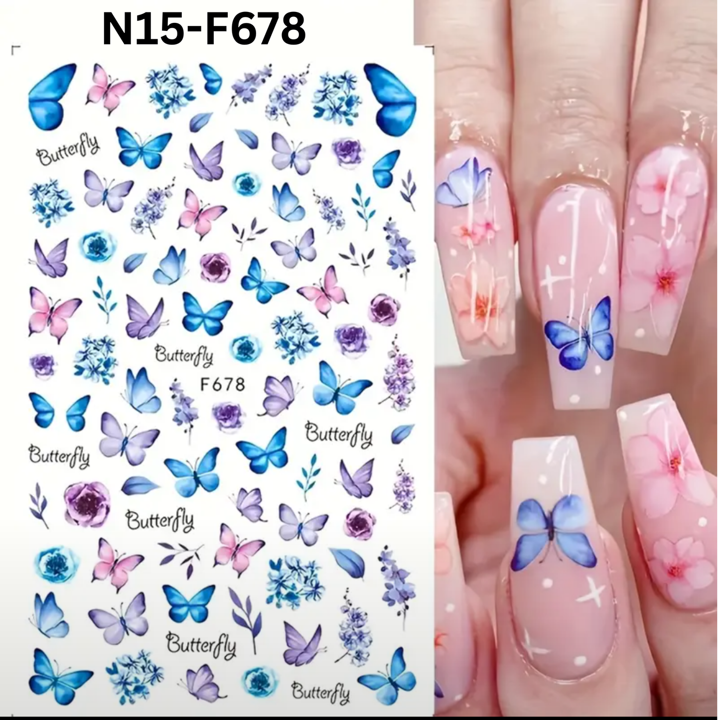 3D Butterfly & Floral Nail Art Stickers, Spring/Summer Decals for Manicure, Gel, Dipping, Acrylic