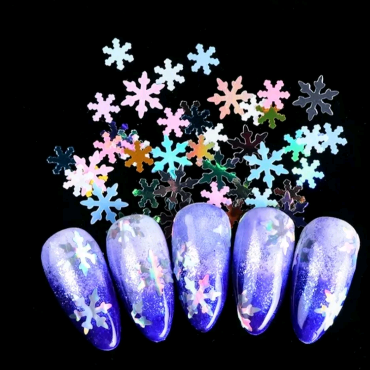 Nail 3D DESIGN Snowflake Holographic multi color set 12 color