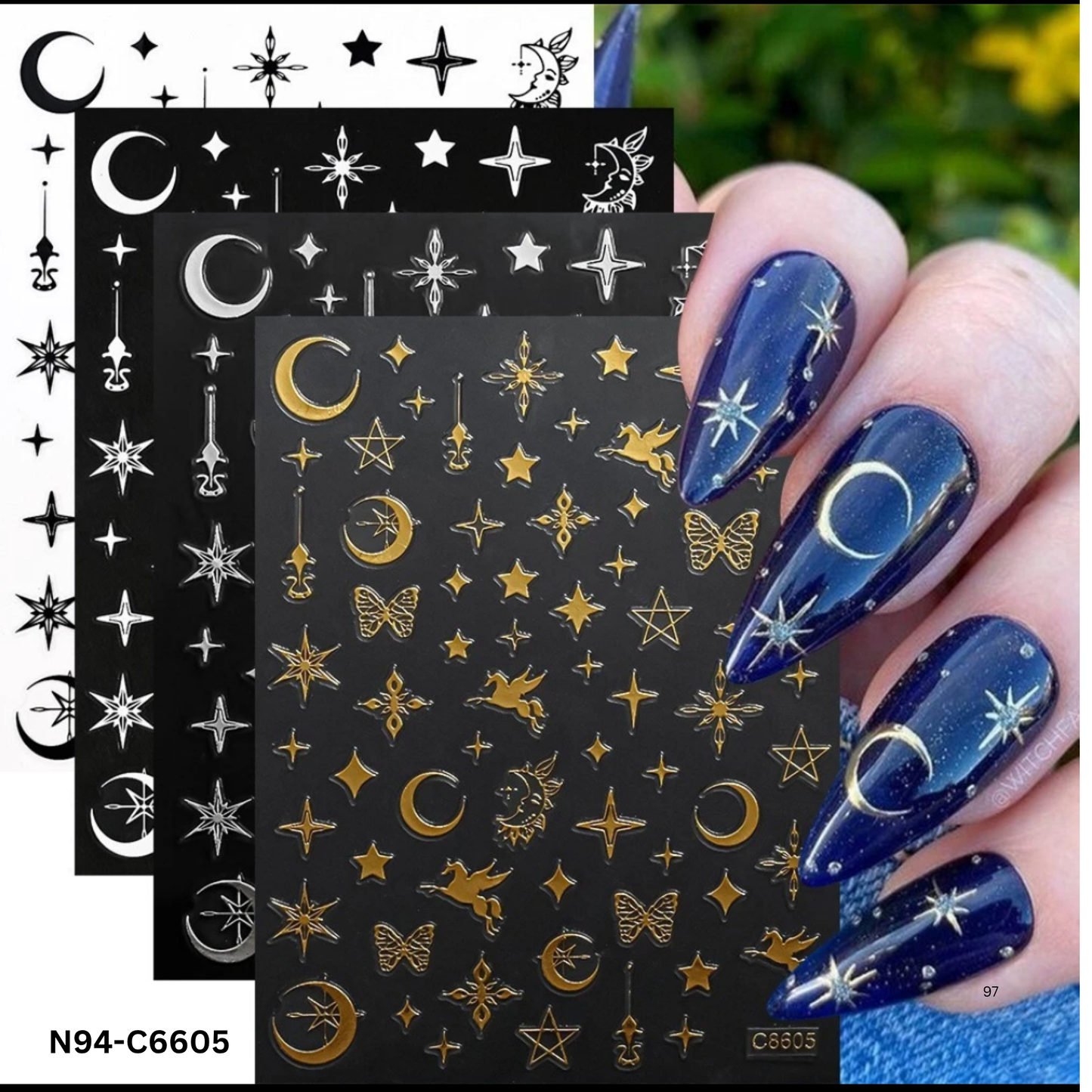 Celestial Nail Art Stickers – Sun Moon Star Nail Decals for DIY & Salon Manicure