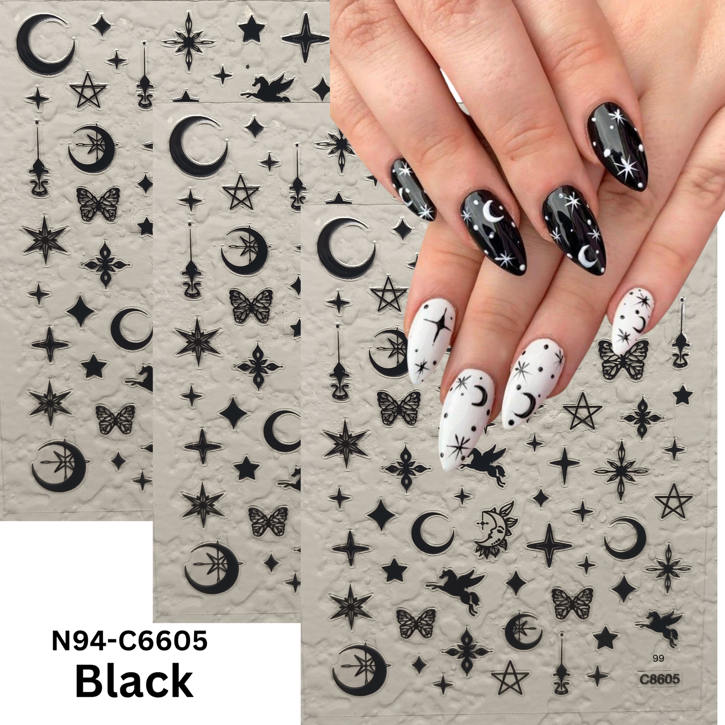 Celestial Nail Art Stickers – Sun Moon Star Nail Decals for DIY & Salon Manicure