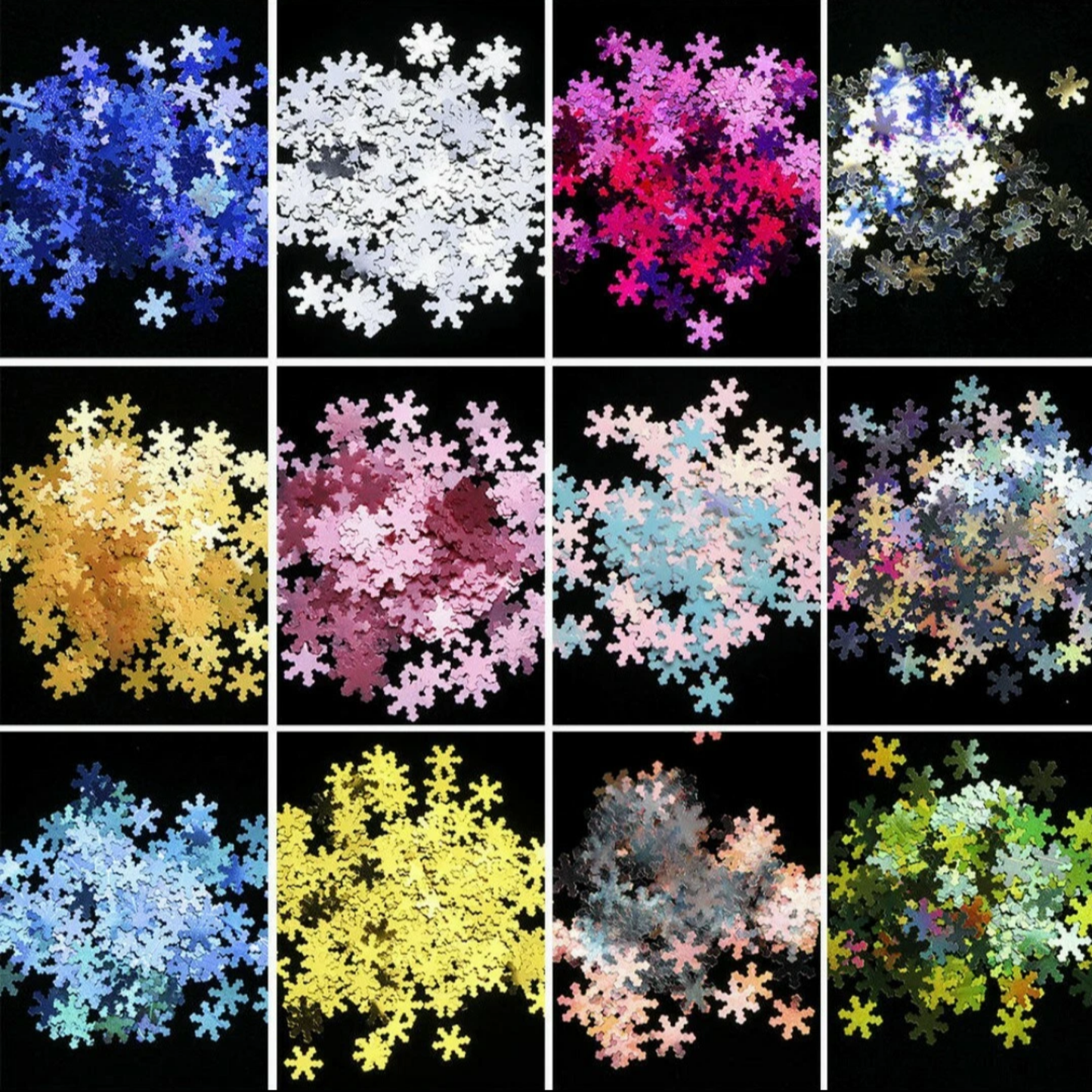 12 Color Nail Art Glitter Snowflake Sequin Holographic Effect Decoration Christmas