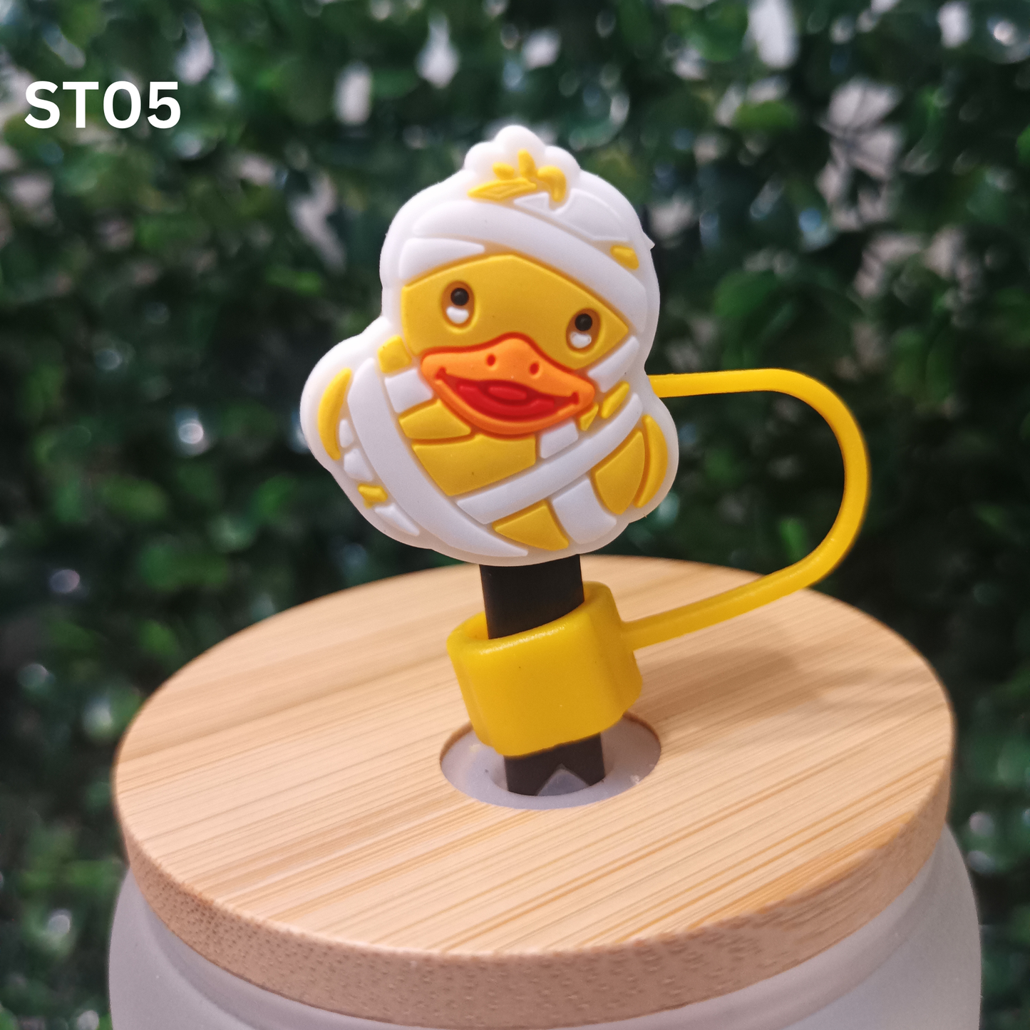 Cartoon Duck Silicone Straw Covers 10mm Reusable Drink Toppers for 30oz & 40oz Tumblers