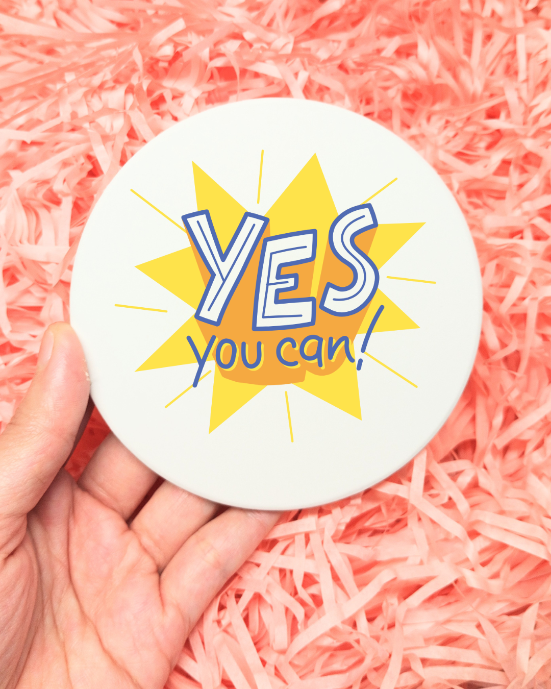 Yes You Can Coffee Mug 12oz Ceramic Mug and Coaster