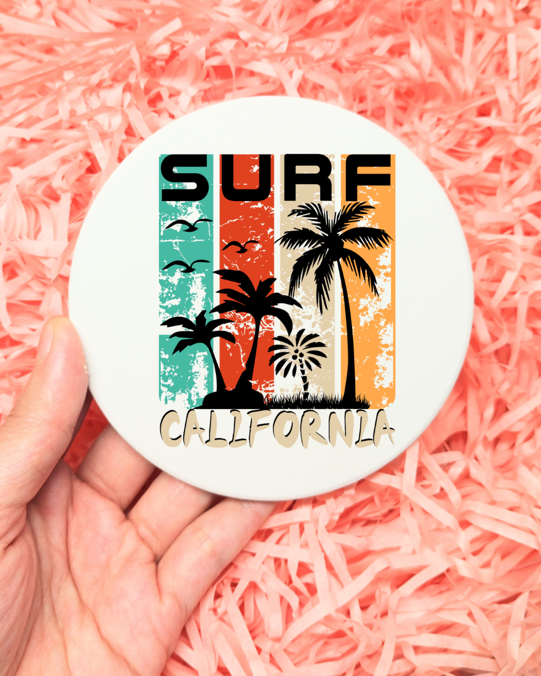 Cozy Mug Combo Surf California Ceramic Mug and Coaster Set
