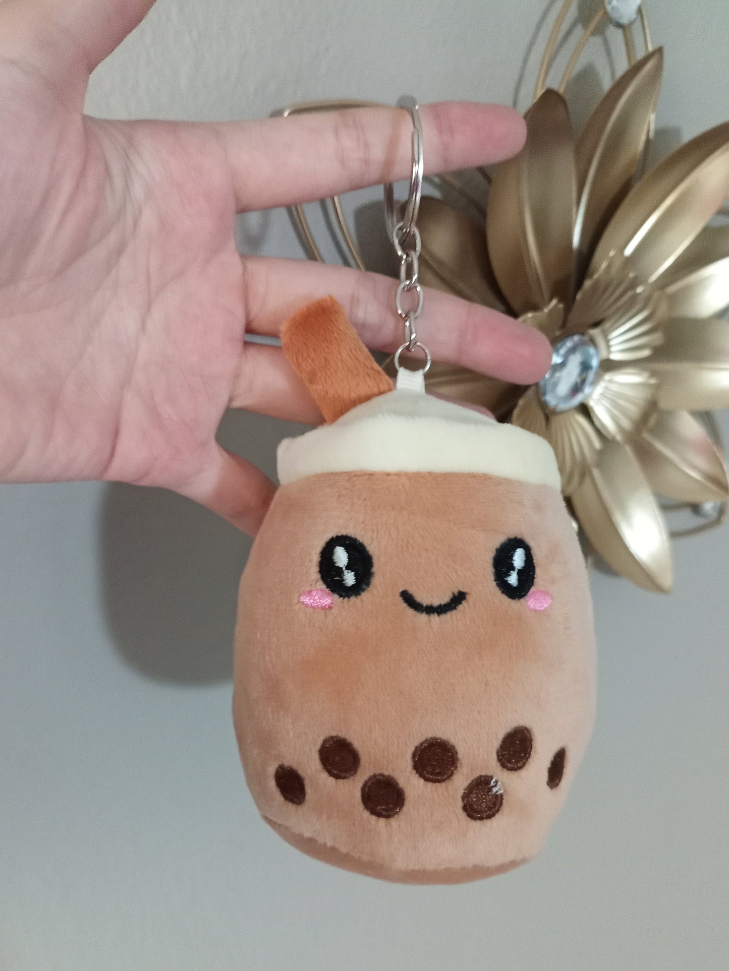 BROWN BOBA MILK TEA CUP PLUSH KEYCHAIN