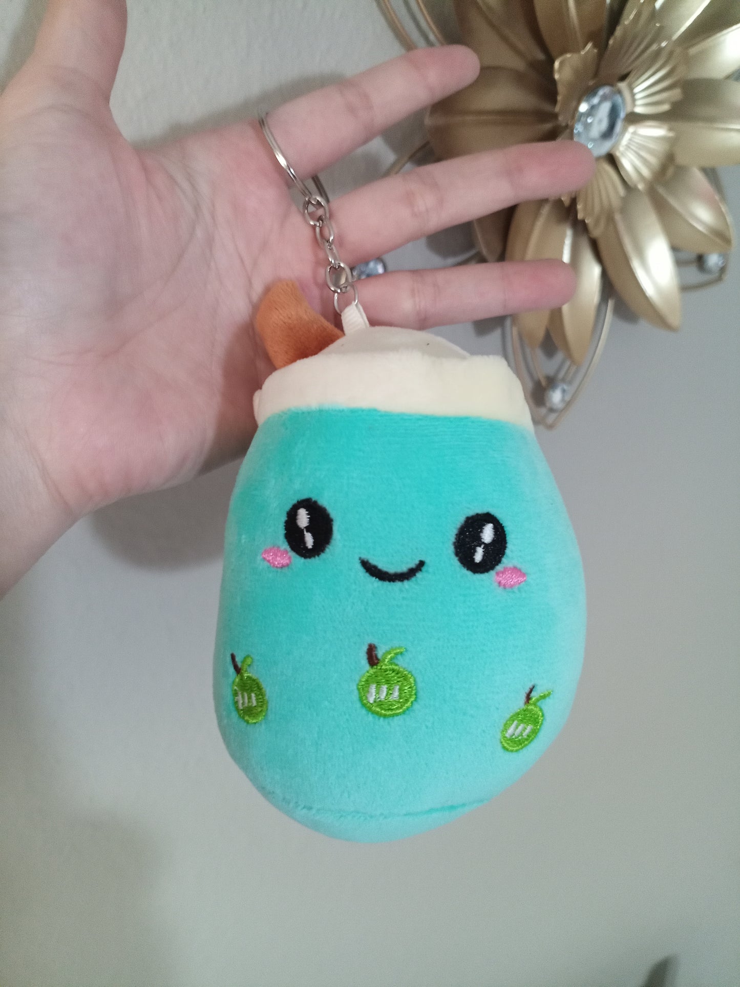 MINT MILK TEA CUP PLUSH KEYCHAIN