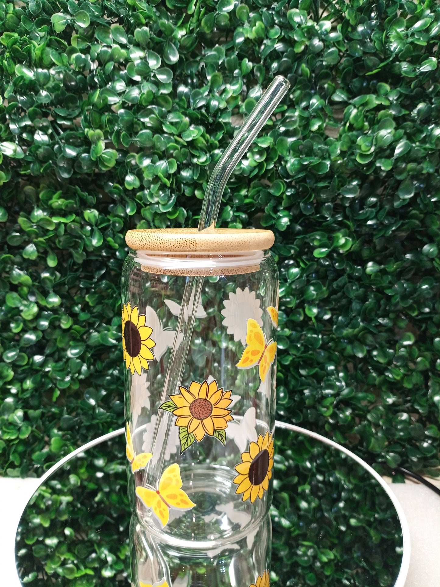 Sunflower Dream Glass Cup, Glass Cup 16oz & 20oz Custom Glass Tumbler, Customizable Drinkware, Clear Glass Mug, Unique Gifts for Her