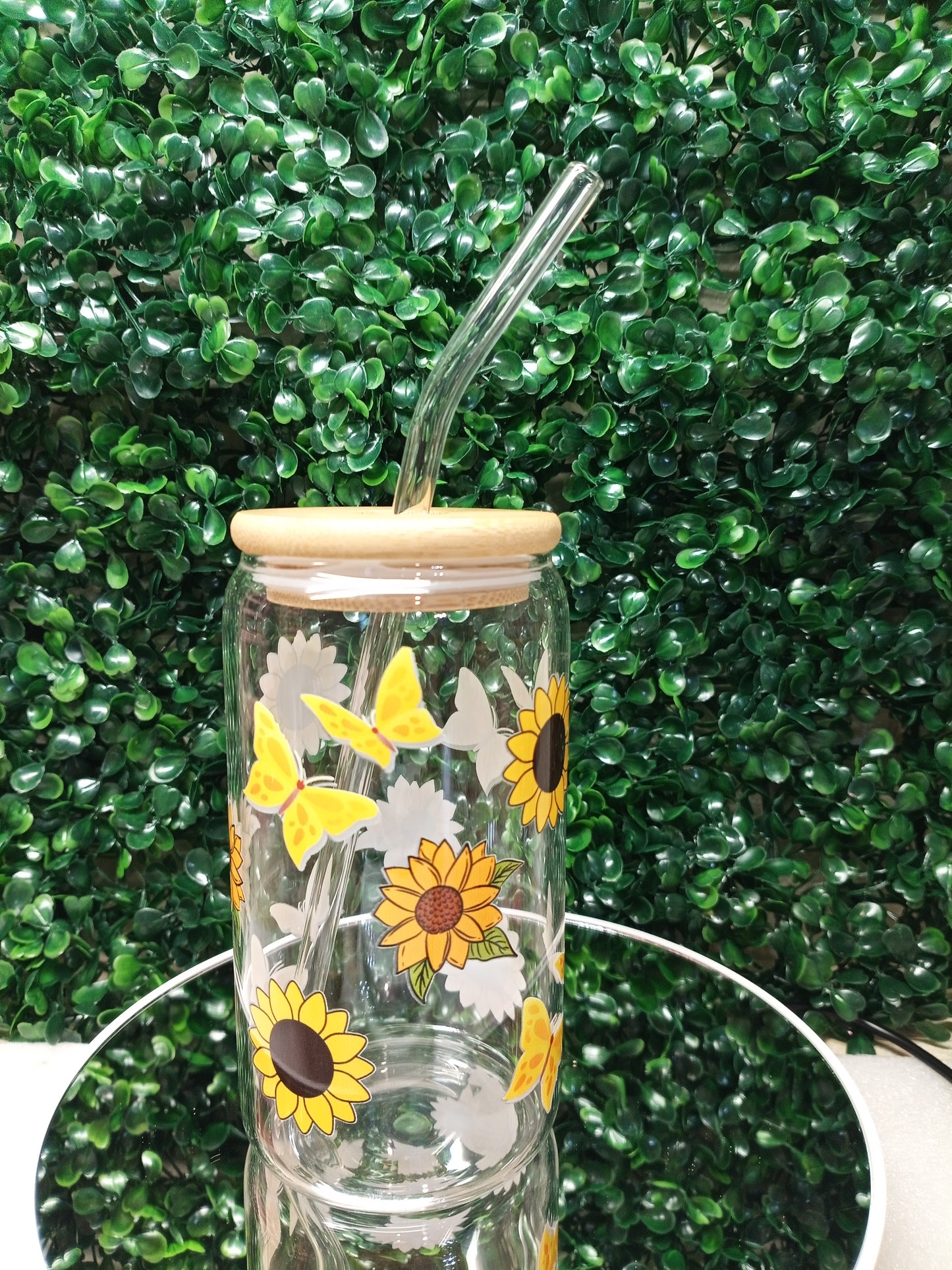 Sunflower Dream Glass Cup, Glass Cup 16oz & 20oz Custom Glass Tumbler, Customizable Drinkware, Clear Glass Mug, Unique Gifts for Her