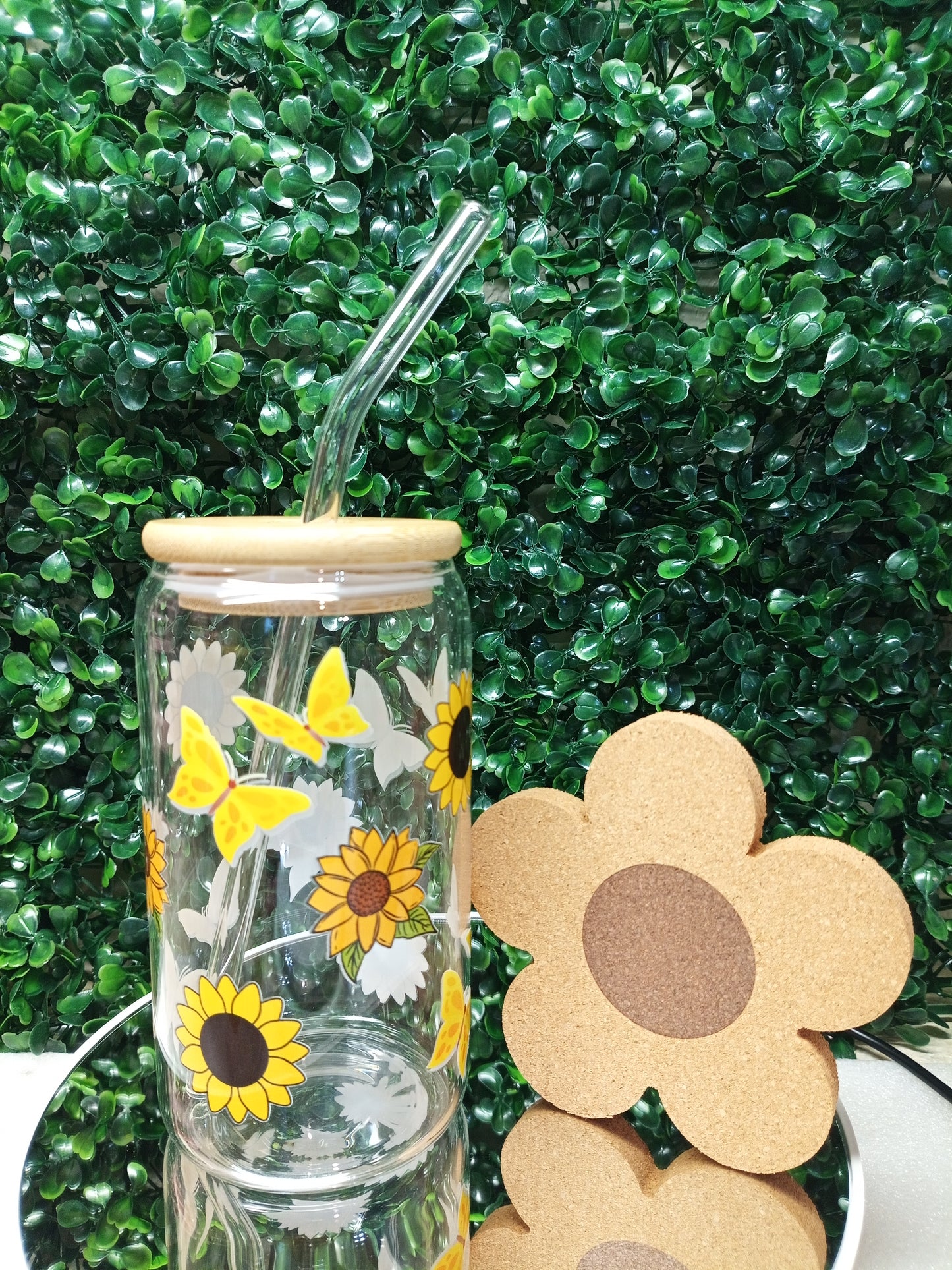Sunflower Dream Glass Cup, Glass Cup 16oz & 20oz Custom Glass Tumbler, Customizable Drinkware, Clear Glass Mug, Unique Gifts for Her