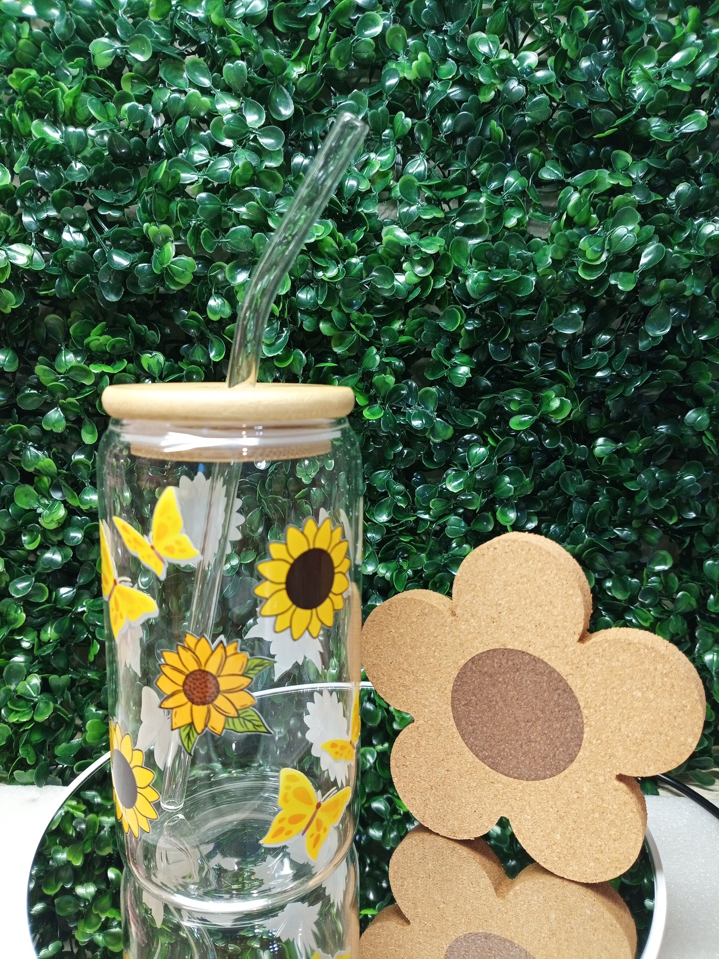 Sunflower Dream Glass Cup, Glass Cup 16oz & 20oz Custom Glass Tumbler, Customizable Drinkware, Clear Glass Mug, Unique Gifts for Her