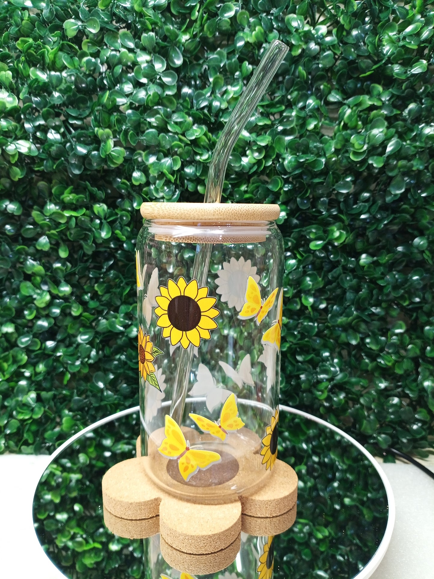 Sunflower Dream Glass Cup, Glass Cup 16oz & 20oz Custom Glass Tumbler, Customizable Drinkware, Clear Glass Mug, Unique Gifts for Her