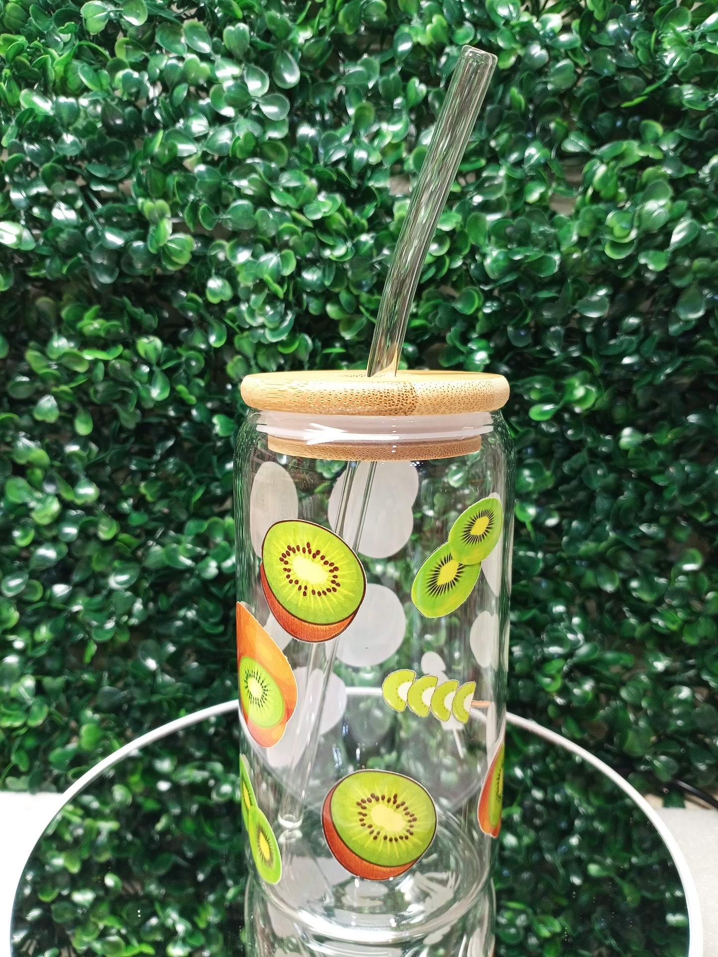 Green Kiwi glass cup, Personalized Glass Cup 16oz & 20oz Tea, Coffee, Smoothie Glass, Perfect for Home, Office, Party, Birthday, gift ideas