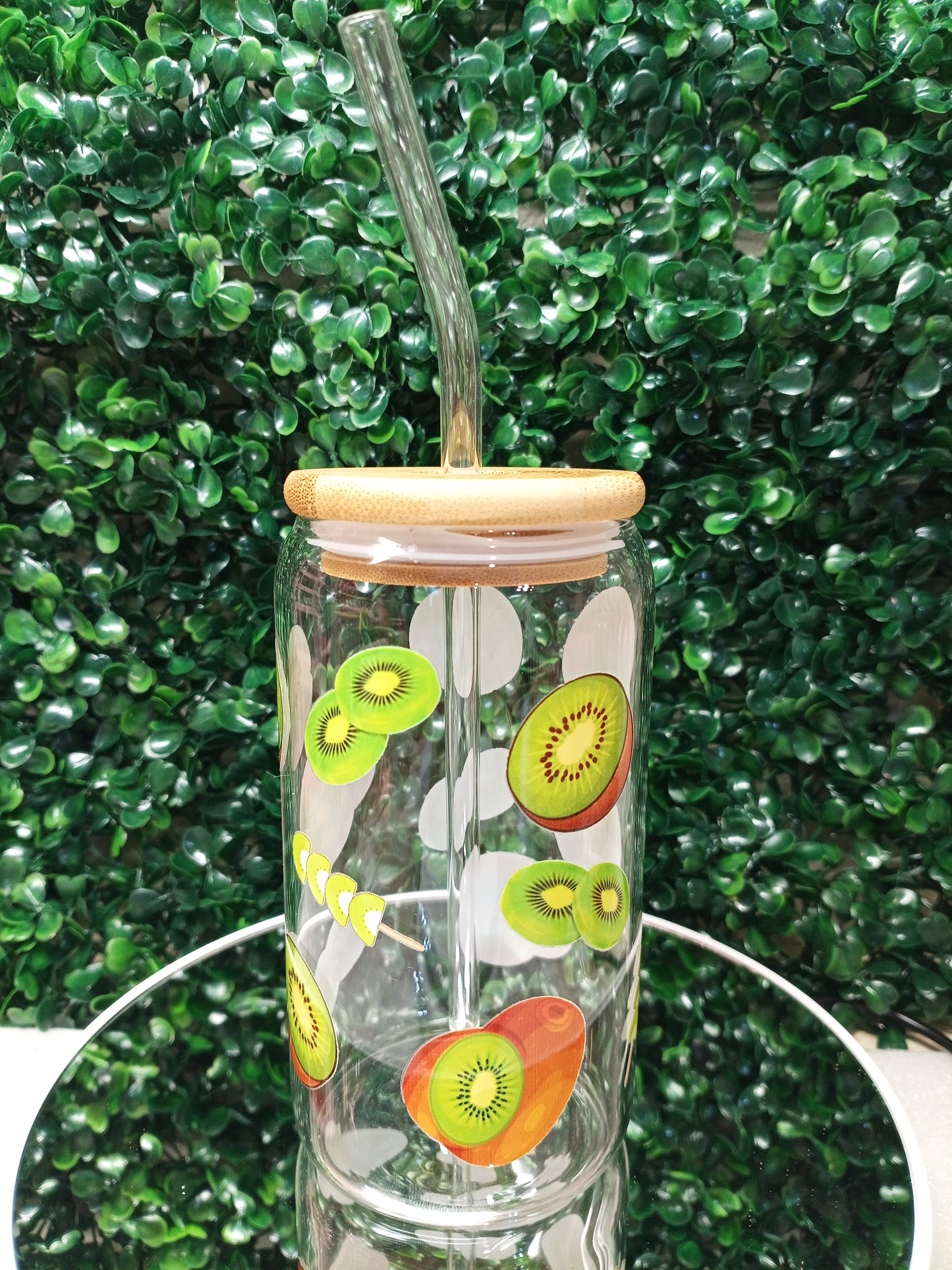 Green Kiwi glass cup, Personalized Glass Cup 16oz & 20oz Tea, Coffee, Smoothie Glass, Perfect for Home, Office, Party, Birthday, gift ideas