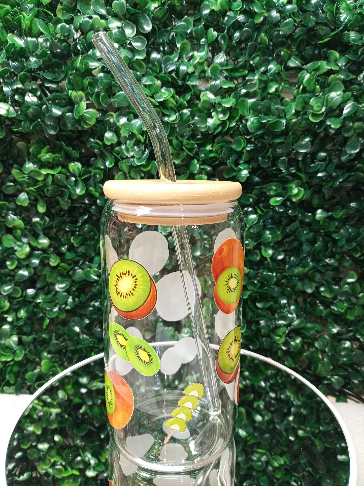 Green Kiwi glass cup, Personalized Glass Cup 16oz & 20oz Tea, Coffee, Smoothie Glass, Perfect for Home, Office, Party, Birthday, gift ideas