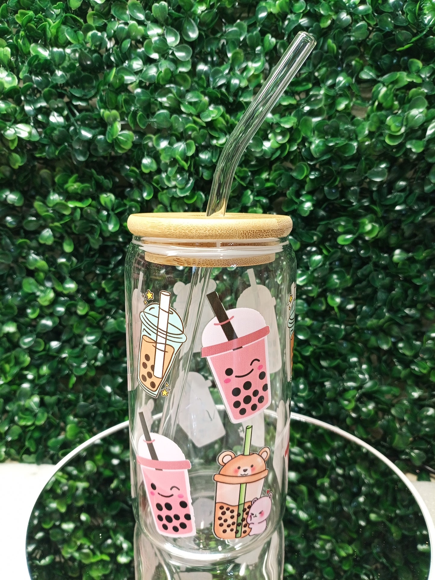 Boba Milk Tea Glass Cup, Personalized Glass Cup 16oz & 20oz Tea, Coffee, Smoothie Glass, Perfect for Home, Office, Party, Birthday