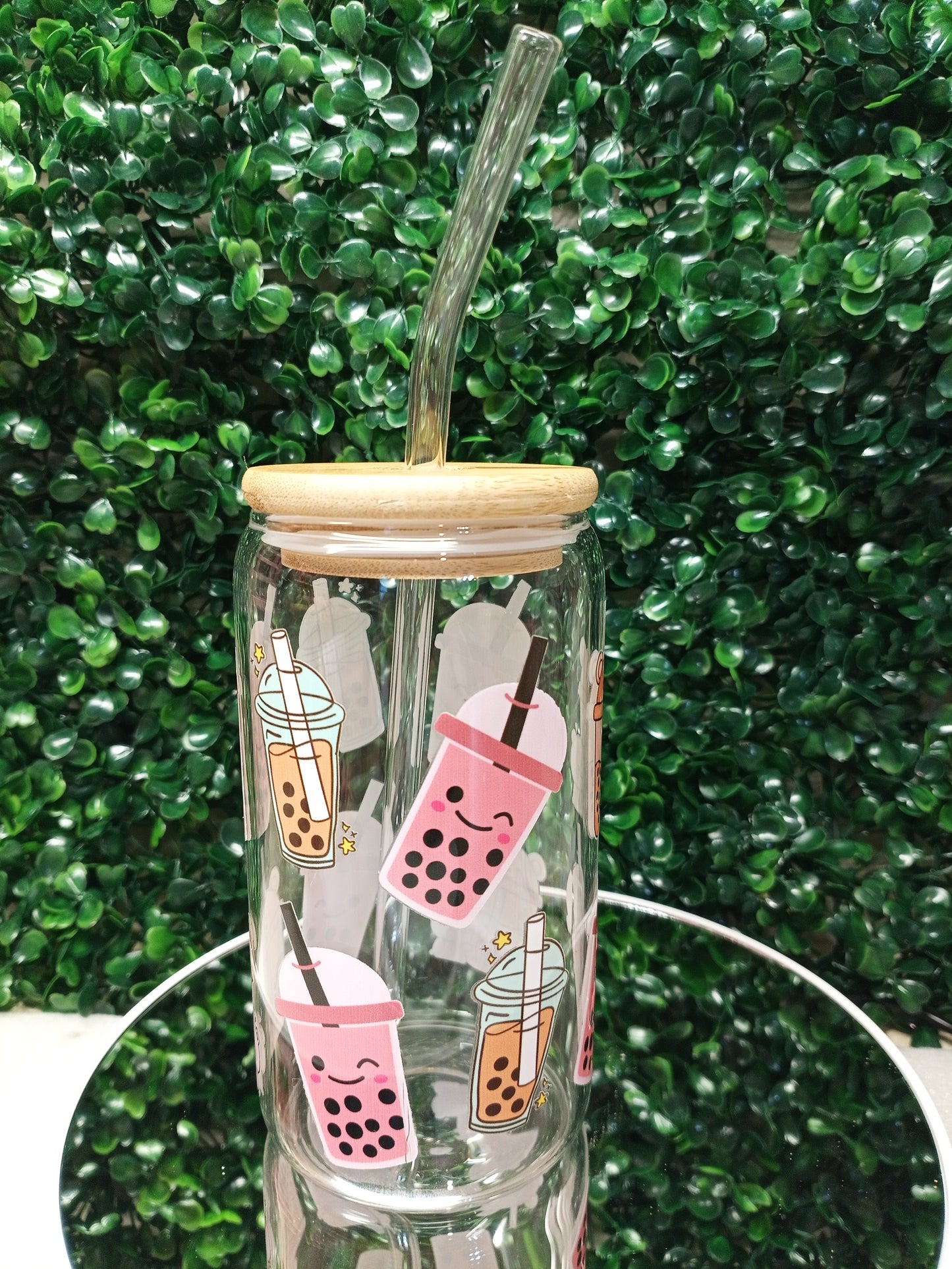 Boba Milk Tea Glass Cup, Personalized Glass Cup 16oz & 20oz Tea, Coffee, Smoothie Glass, Perfect for Home, Office, Party, Birthday