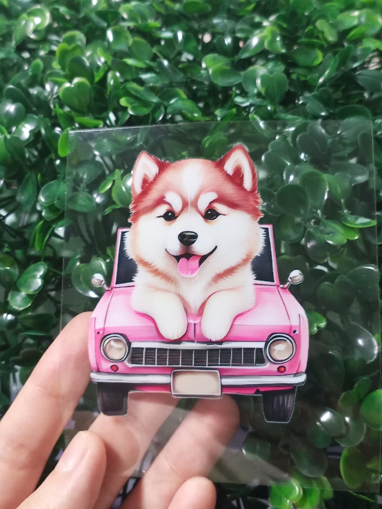 Dog Car Decal – UV DTF Transfer – Waterproof, Easy to Apply, and Long-lasting
