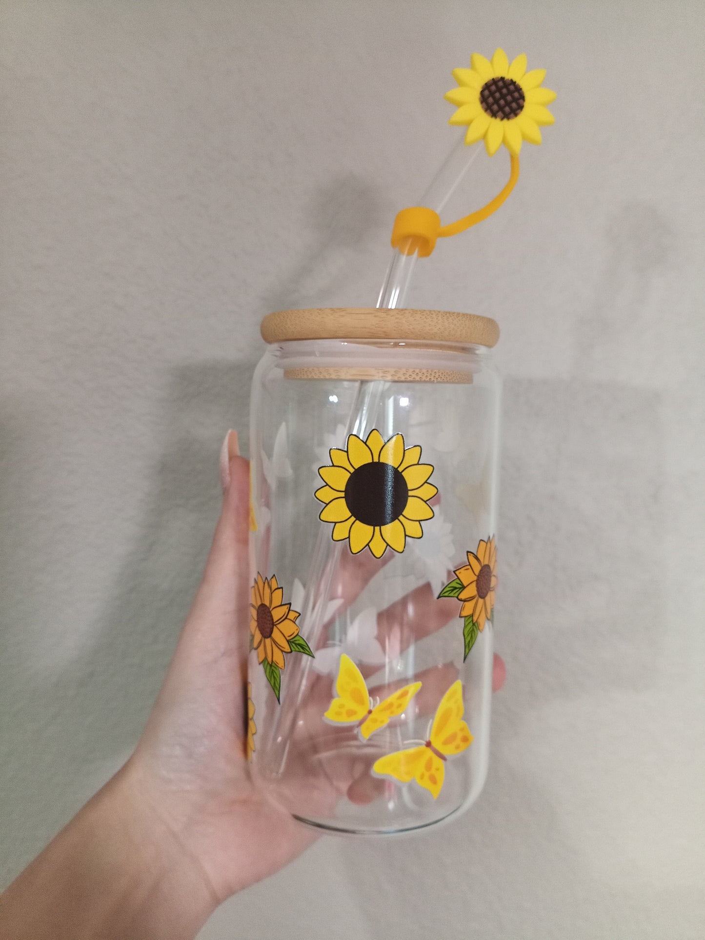 Sunflower Straw Caps for Tumblers,Glass Cup - Reusable Straw Toppers with 10mm Diameter, Dust Prevention