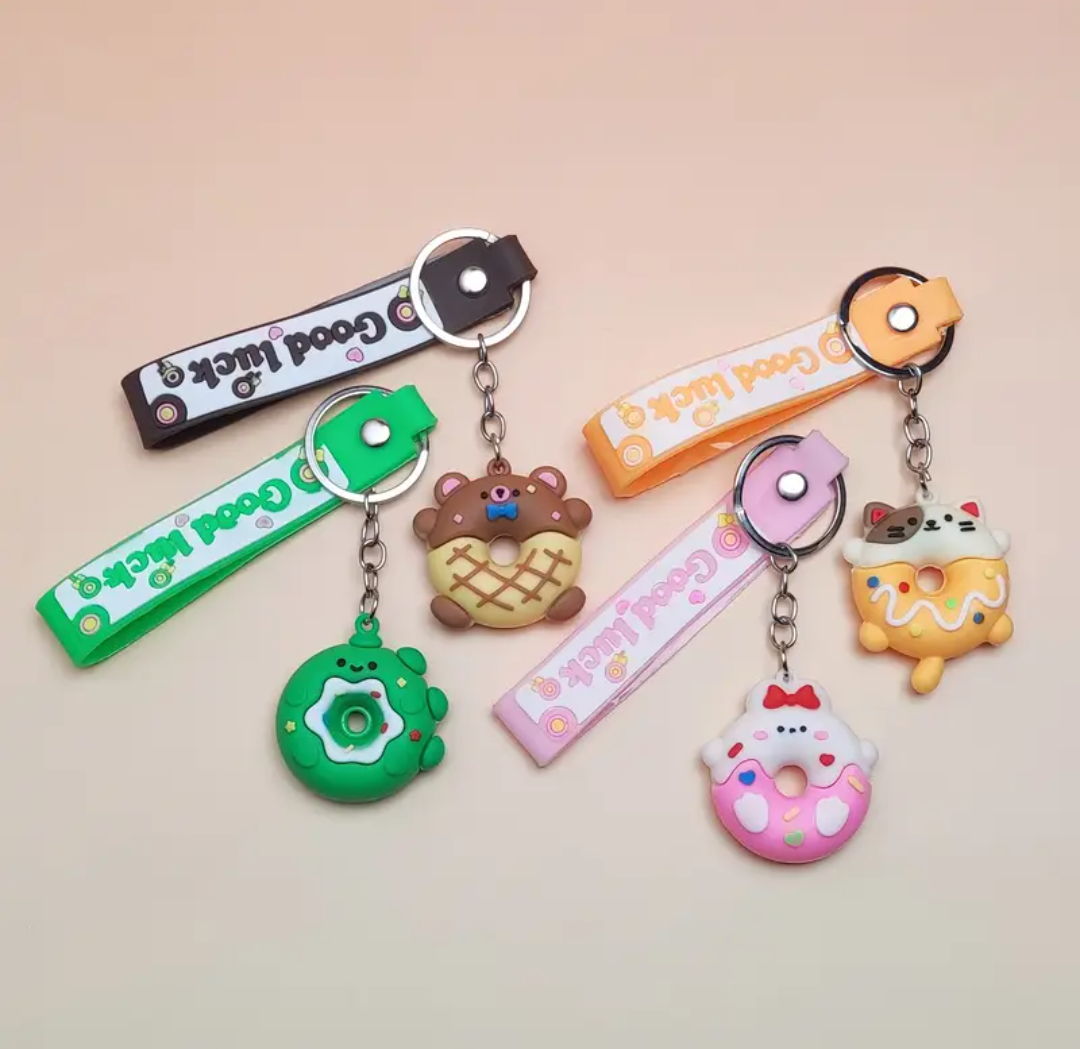 Good Luck Cute Animal Donut Keychain