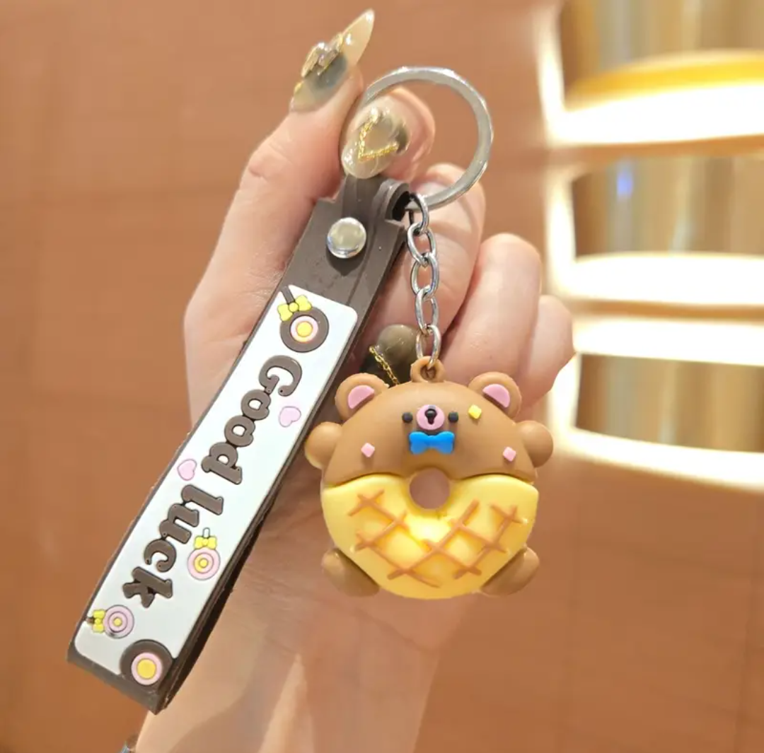 Good Luck Cute Animal Donut Keychain