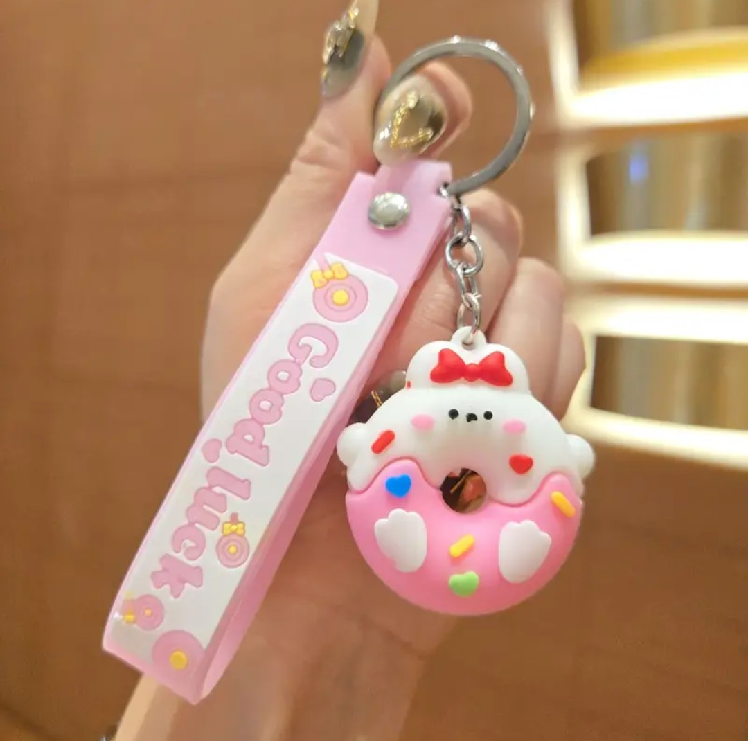 Good Luck Cute Animal Donut Keychain