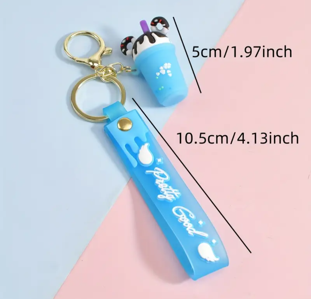PRETTY GOOD CUTE ICE CREAM MILK TEA CUP KEYCHAINS