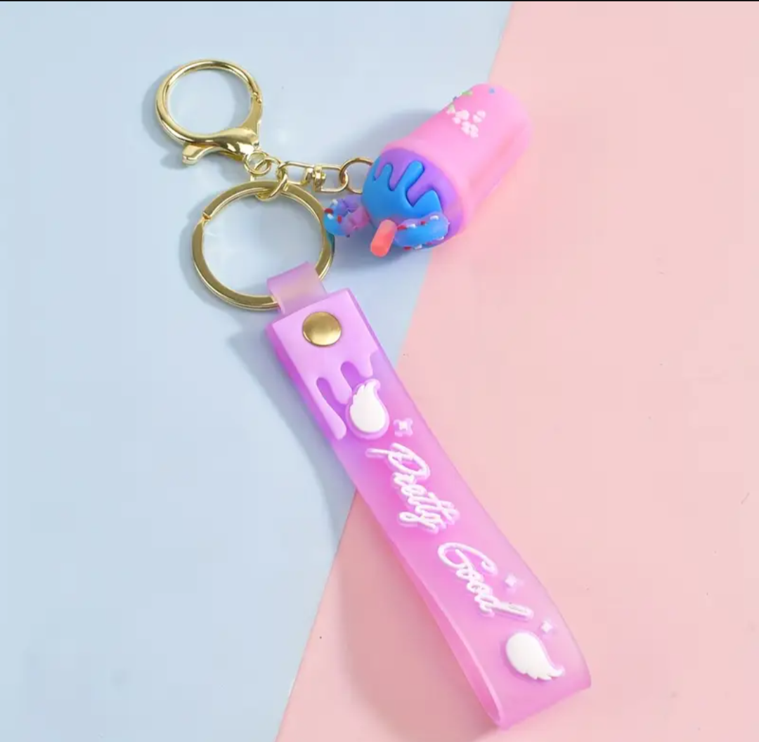 PRETTY GOOD CUTE ICE CREAM MILK TEA CUP KEYCHAINS