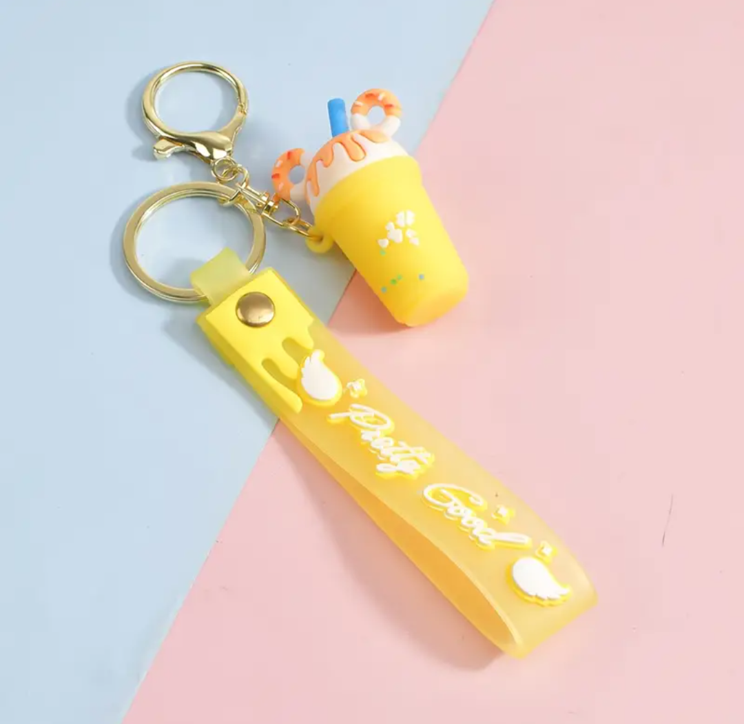 PRETTY GOOD CUTE ICE CREAM MILK TEA CUP KEYCHAINS