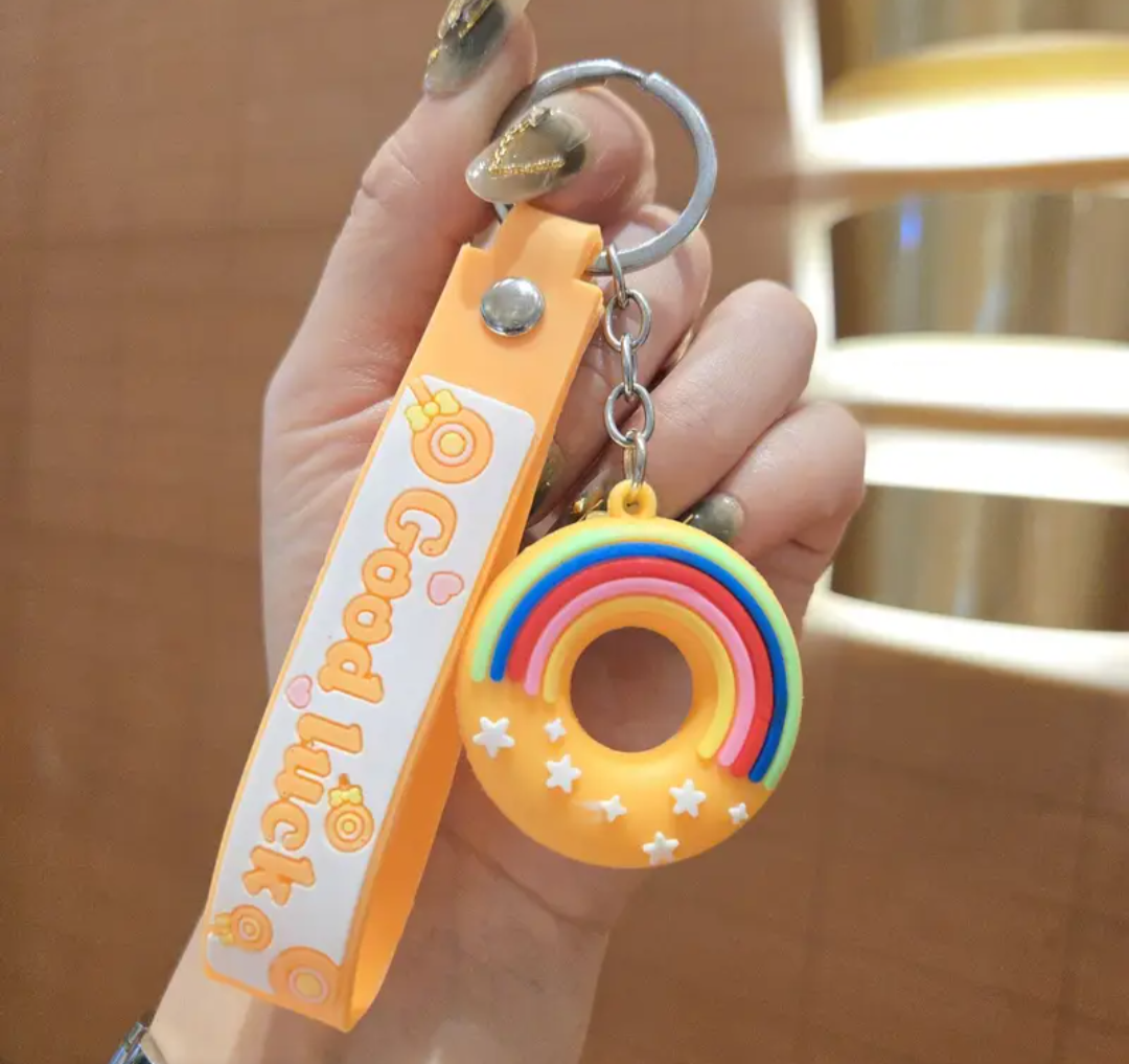 Good Luck Rainbow Donut Keychains